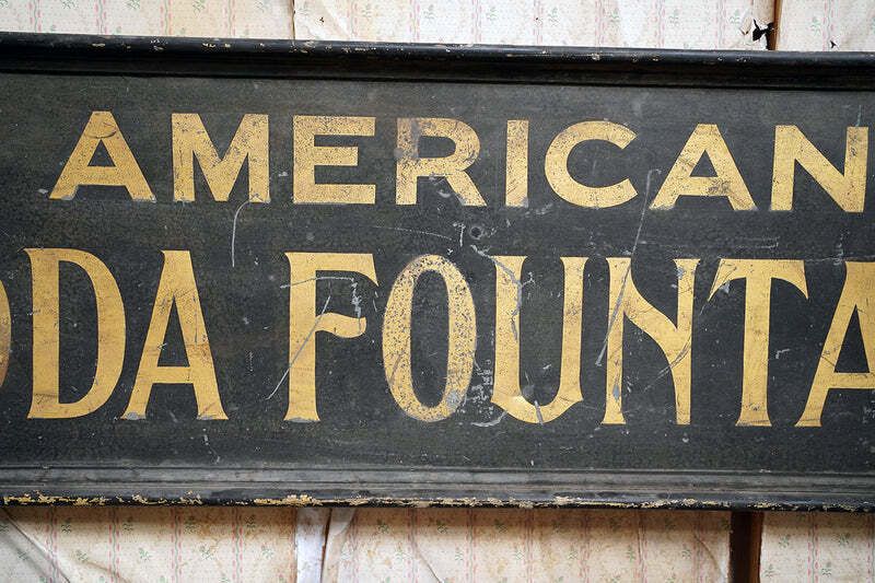 Bristol Zoological Gardens: A Large Early 20thc Sign Written Painted Advertising Sign; 'American Soda Fountain' C.1930 photo Home Decor