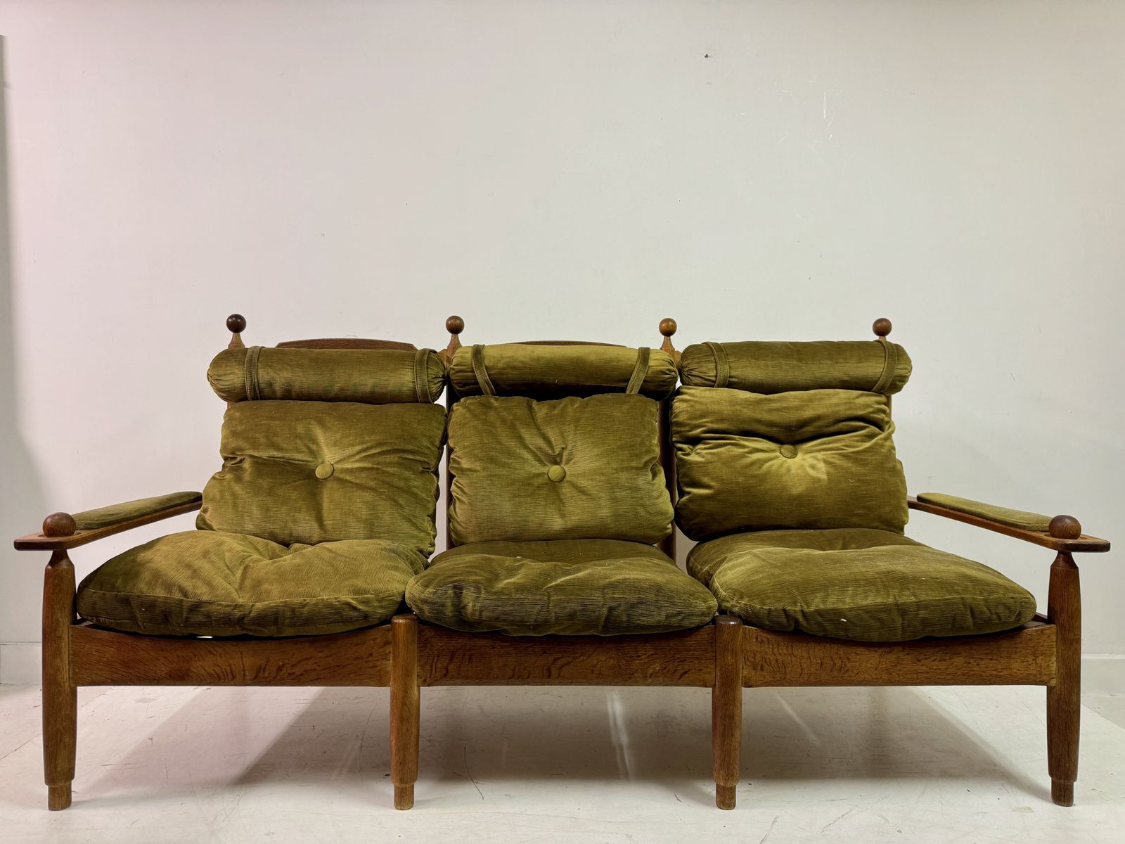1960s Dutch Oak Three Seater Sofa photo furniture