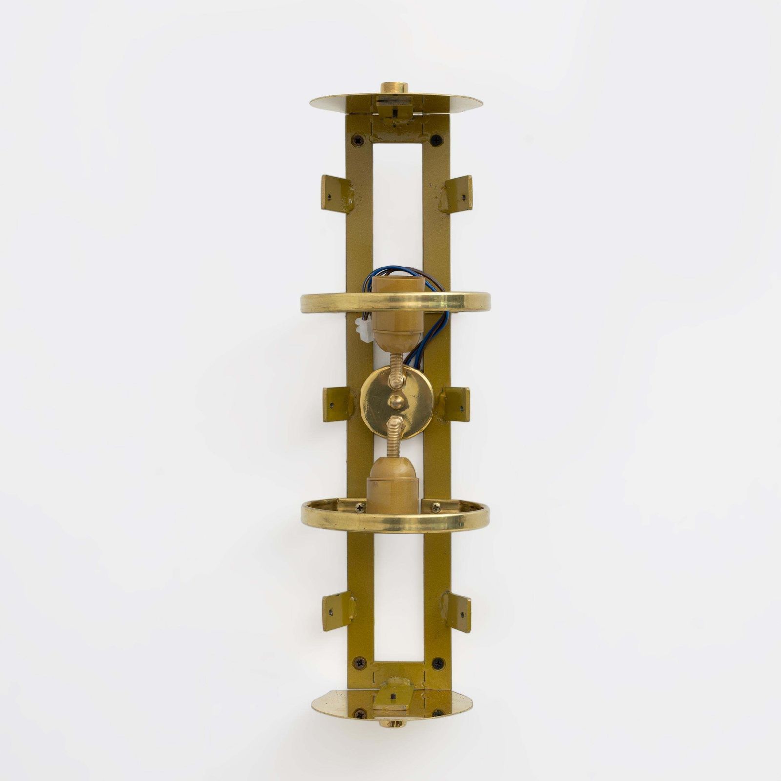 Lighting Pair Of Modern Italian Brass And Murano Glass Textured Wall Sconces photo