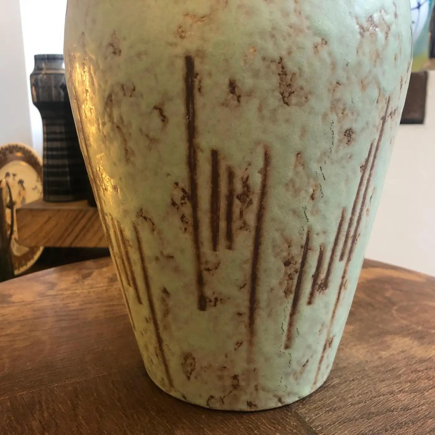 1960s Modernist Green Ceramic German Vase By Scheurich photo Home Decor