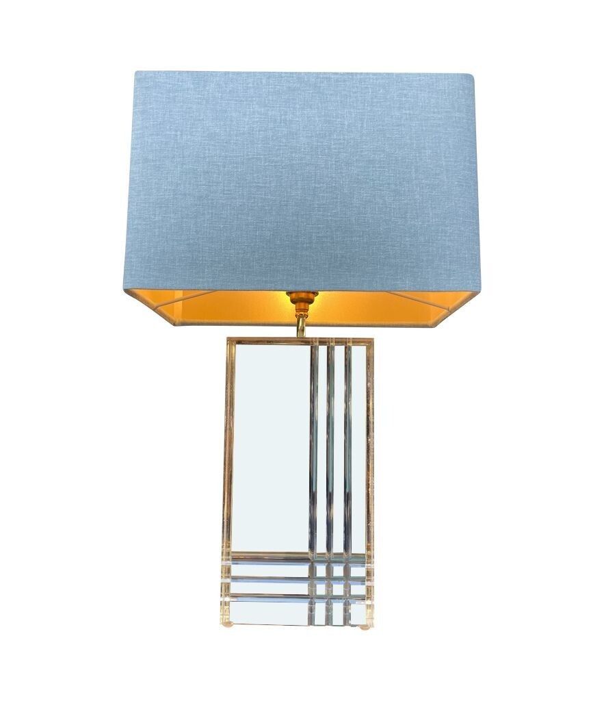 A Pair Of 1970s Italian Gilt Metal And Lucite Lamps photo for sale