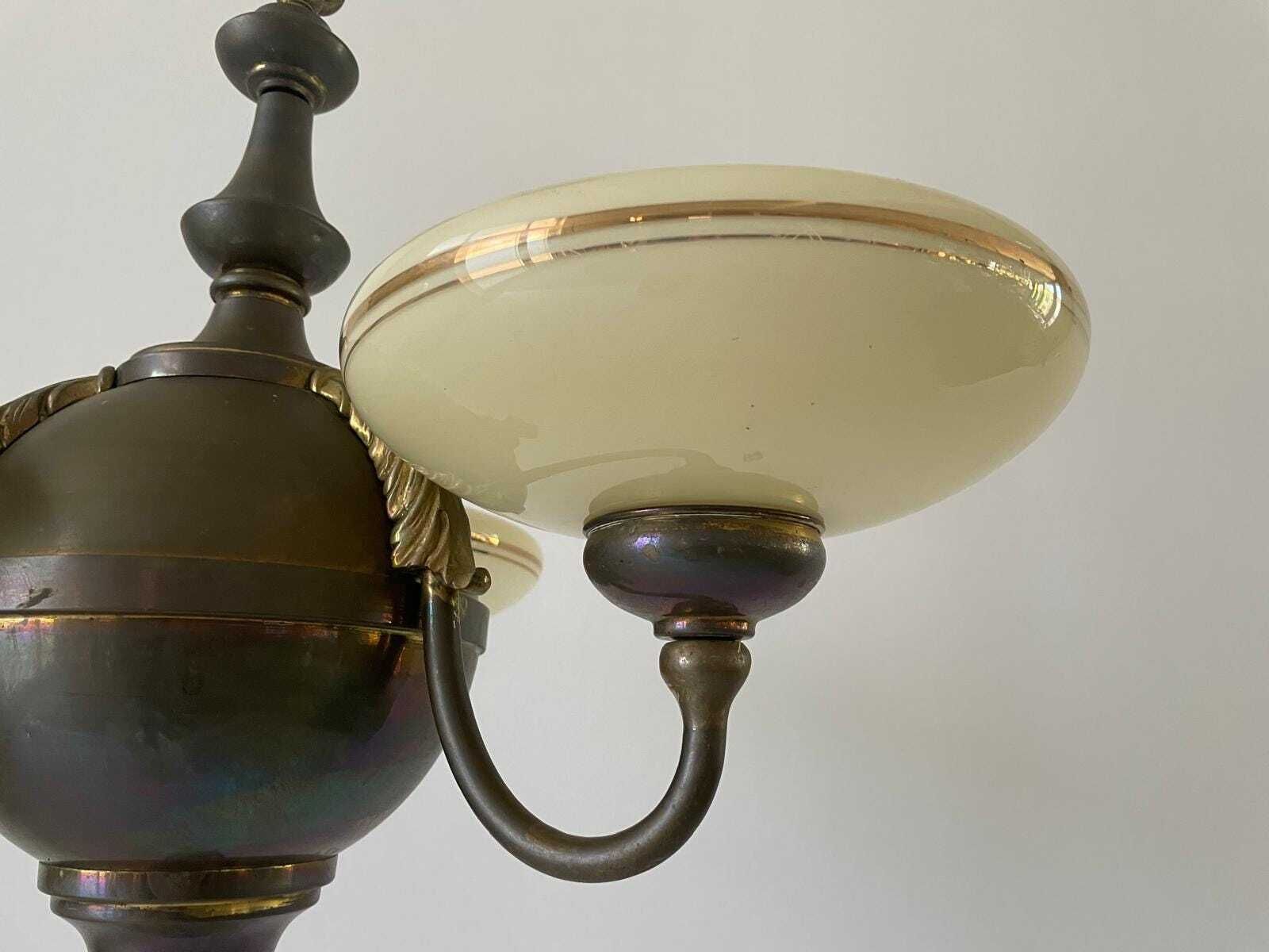 3 Armed Glass Art Deco Chandelier, 40s/50s, Germany photo vintage
