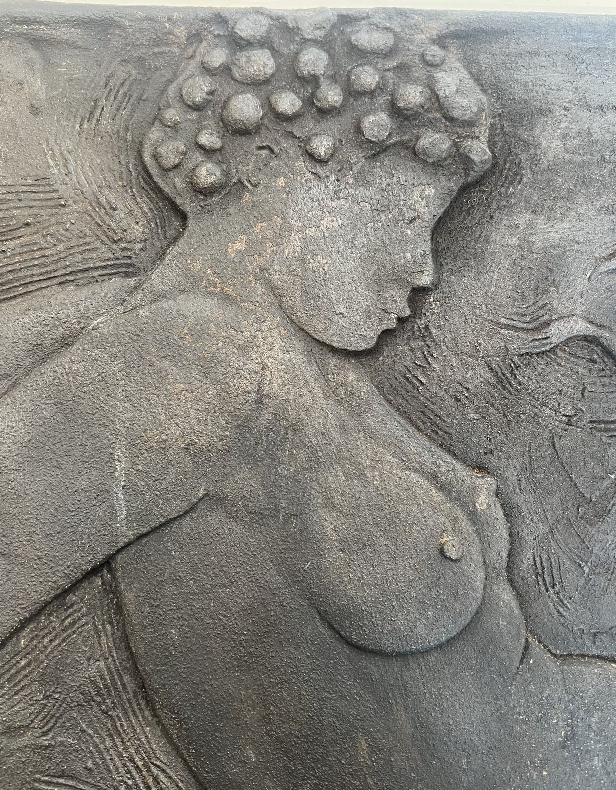 Cast Iron Fireplace Plate Depicting A Naked Woman Signed Bonnefoit, 1978 photo buy