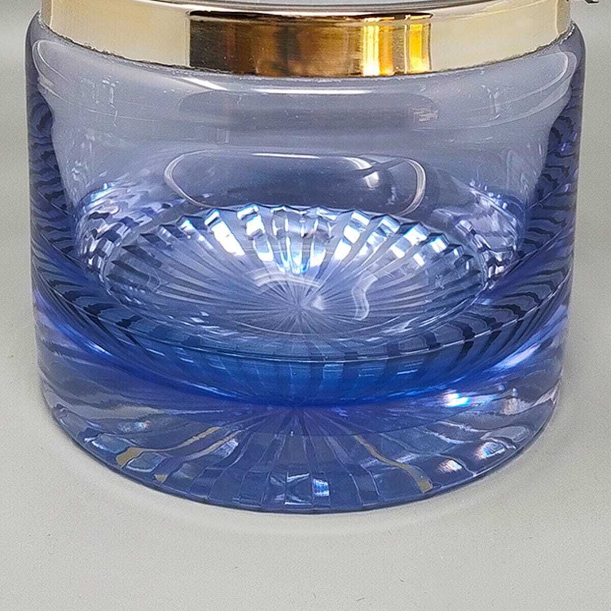1970s Gorgeous Blue Ice Bucket In Crystal By L.A.C.S. Made In Italy. photo buy