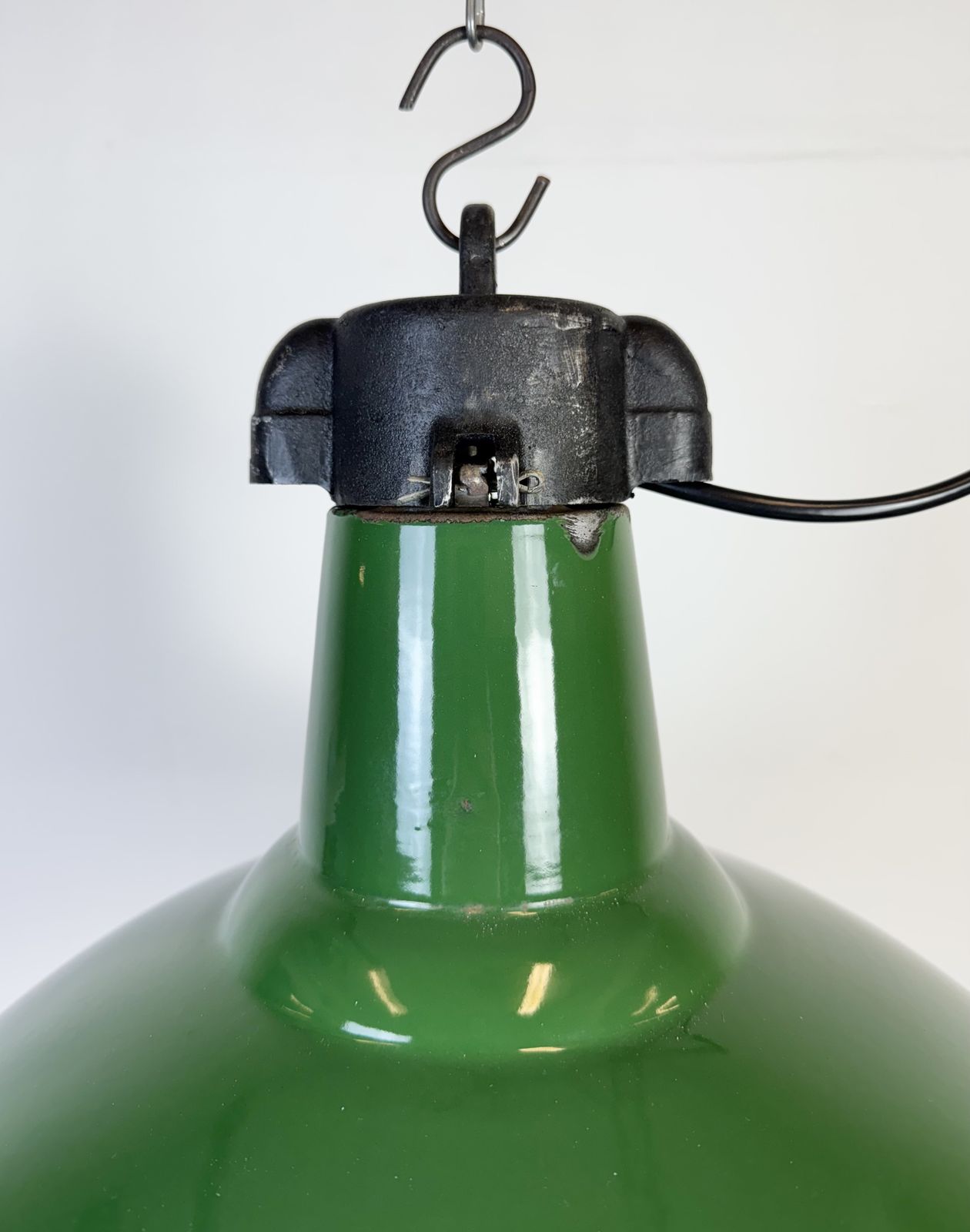 Industrial Green Enamel Factory Pendant Lamp, 1960s photo for sale