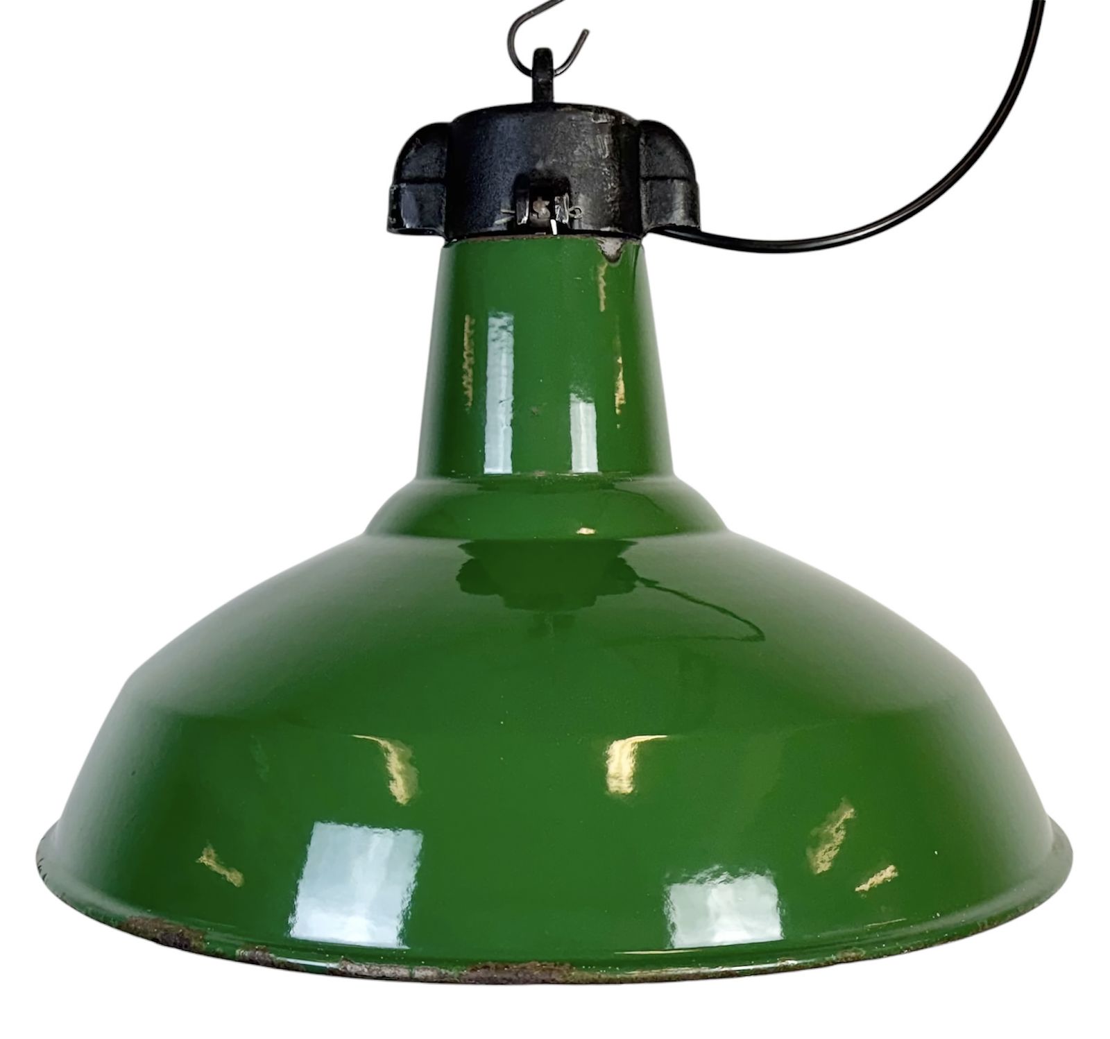 Industrial Green Enamel Factory Pendant Lamp, 1960s