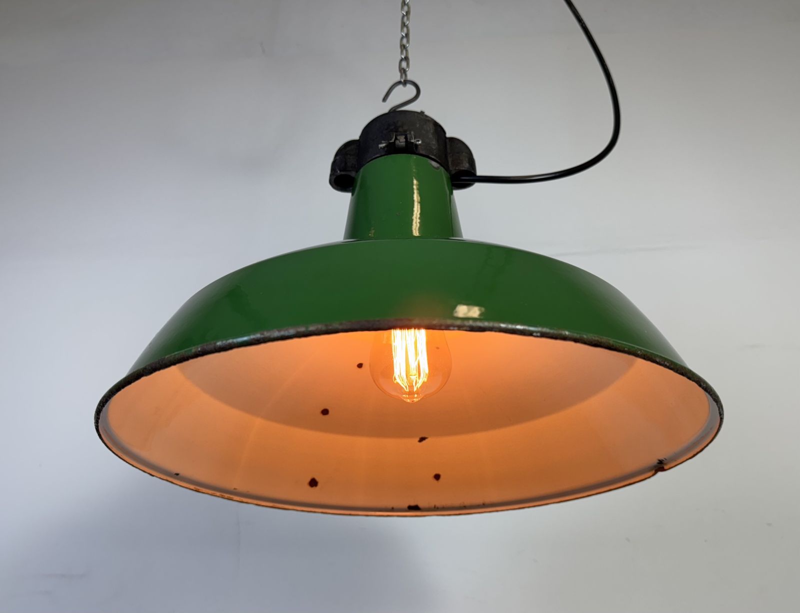 Lighting Industrial Green Enamel Factory Pendant Lamp, 1960s photo