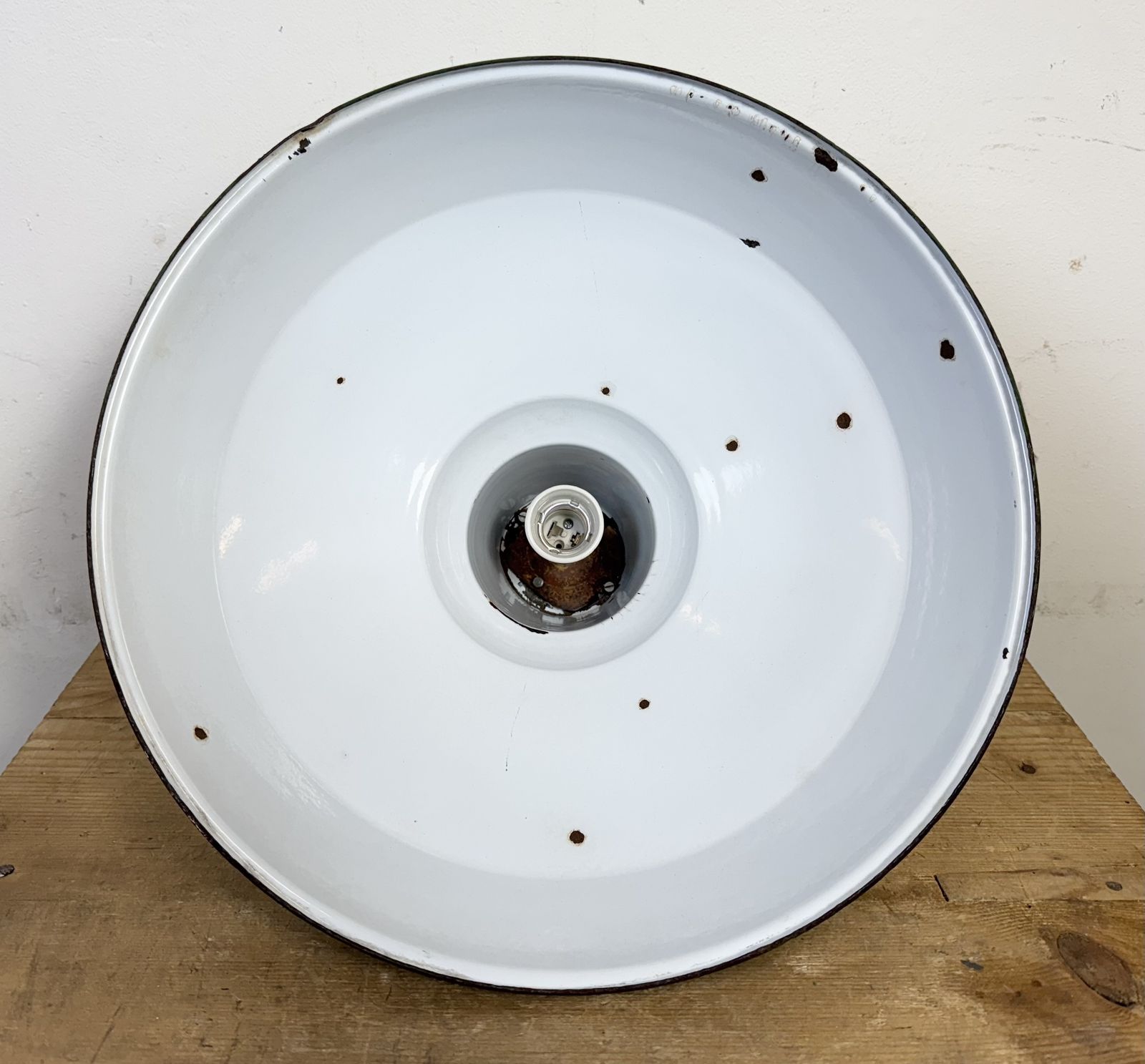 199.0 Industrial Green Enamel Factory Pendant Lamp, 1960s photo
