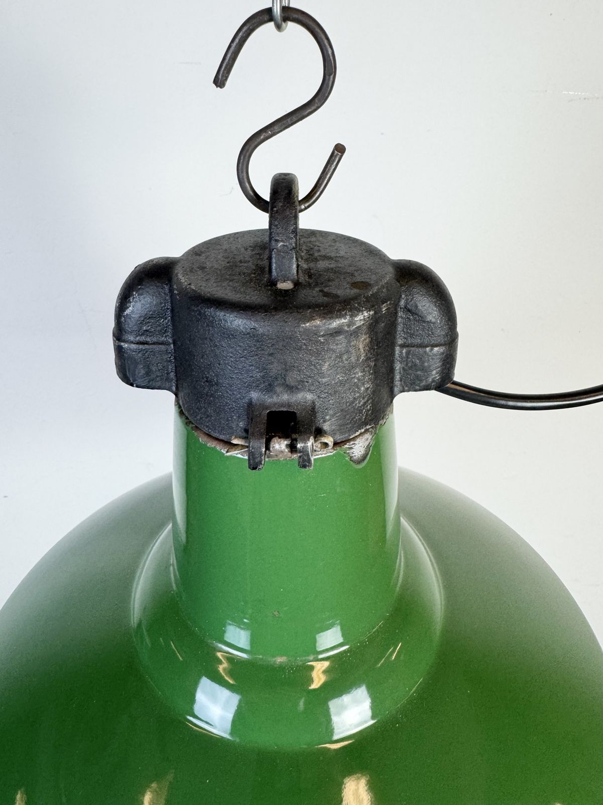 photo buy Industrial Green Enamel Factory Pendant Lamp, 1960s