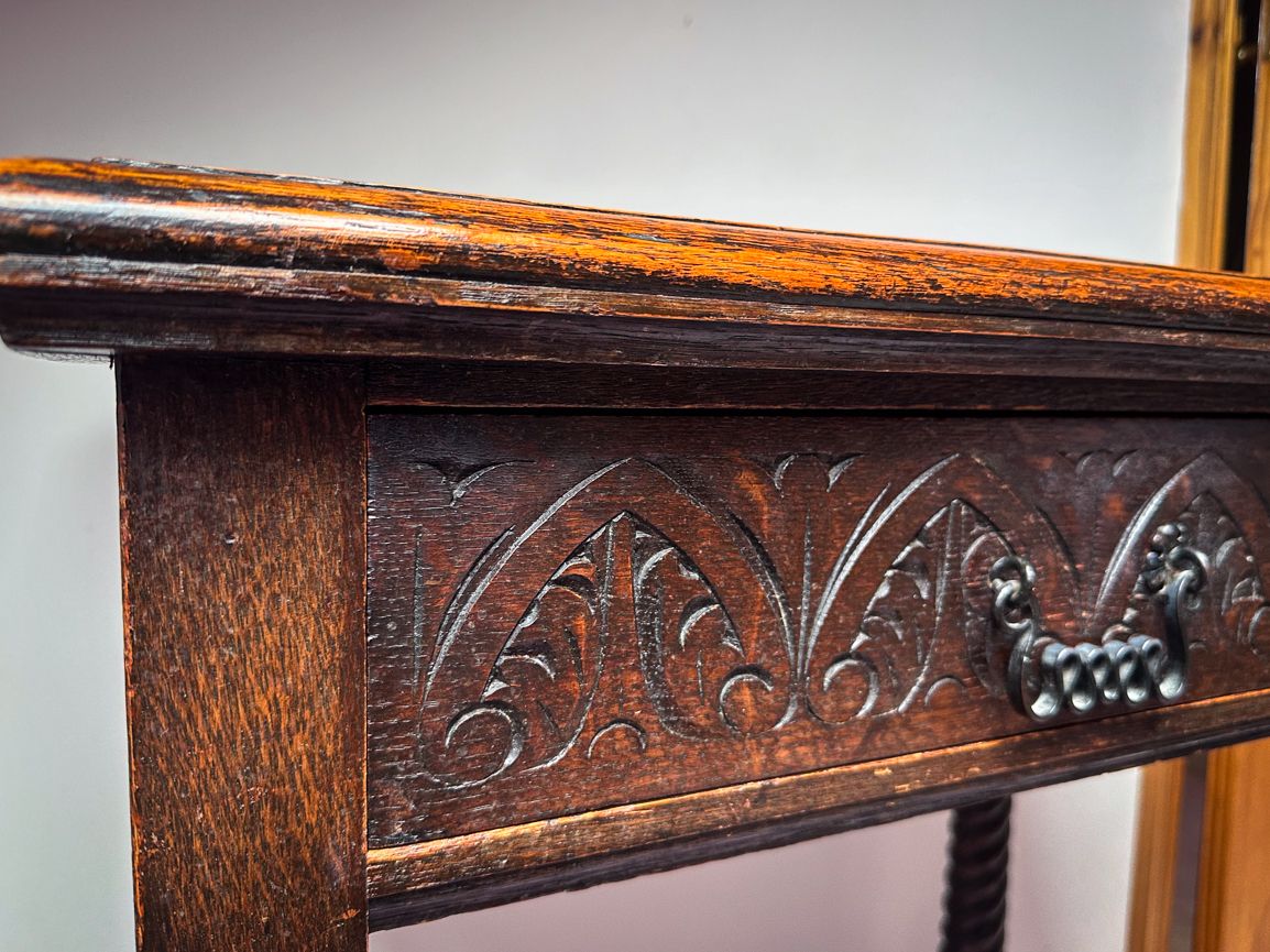 Charles II Oak Lowboy Writing Desk With Original Handles And Drawer photo buy