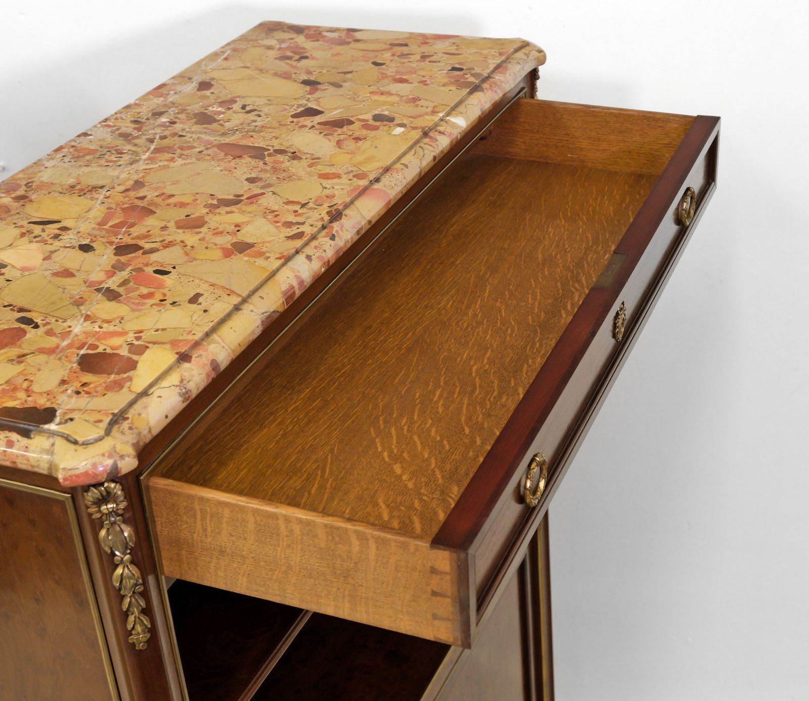 photo for sale Pair Of L'escalier De Cristal Paris Plum Pudding & Gilt Bronze Bookcases Louis XVI Style C1890