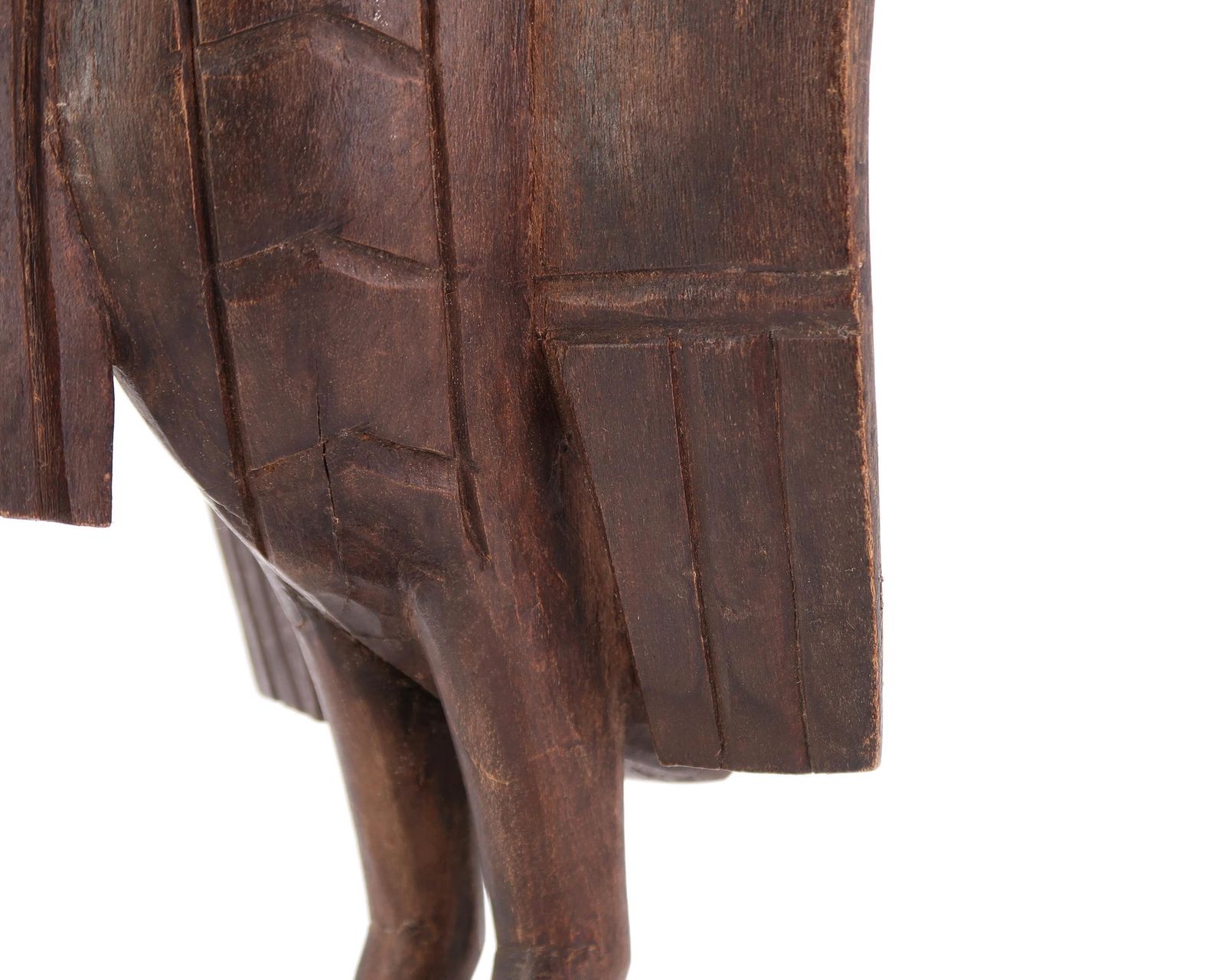 Houten Afrikaans sculptuur, Calao Senoufo-vogel, Burkina Faso, jaren 1980 / Afrika, Totem, Beeld, Donker hout, Woondecoratie photo vintage