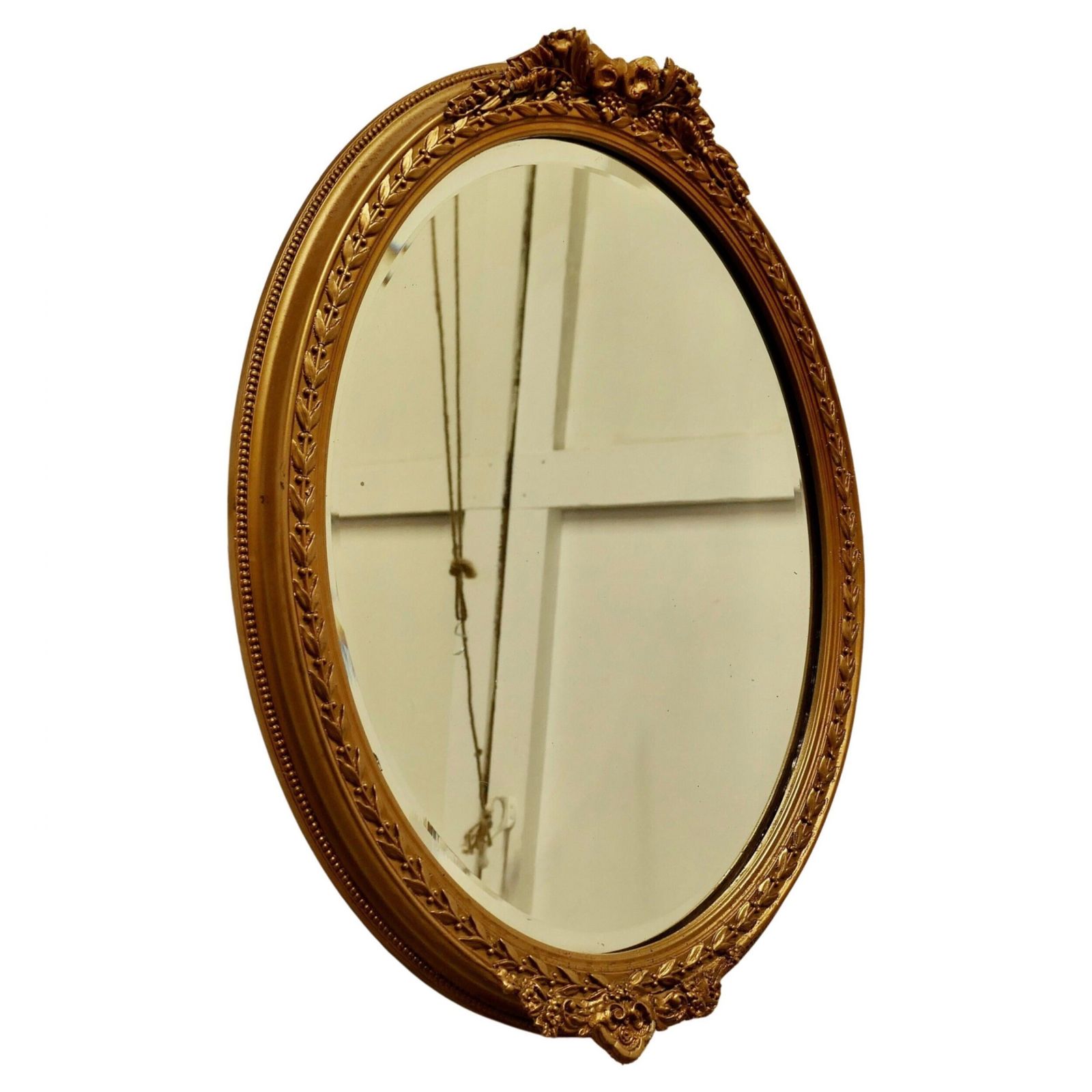 Very Pretty 19th Century French Oval Gilt Wall Mirror
