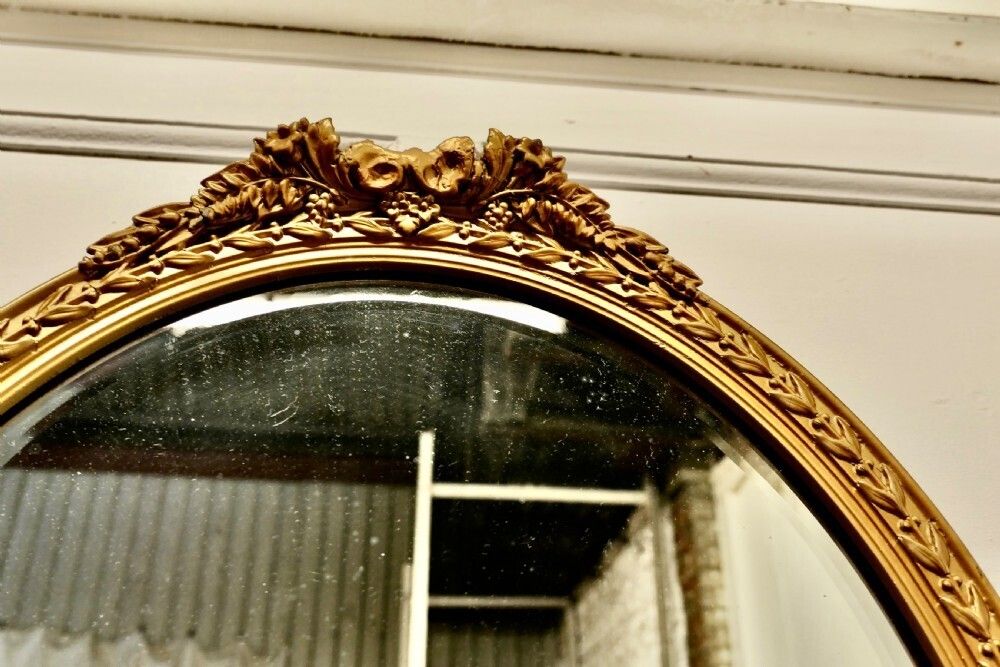 Very Pretty 19th Century French Oval Gilt Wall Mirror photo Home Decor