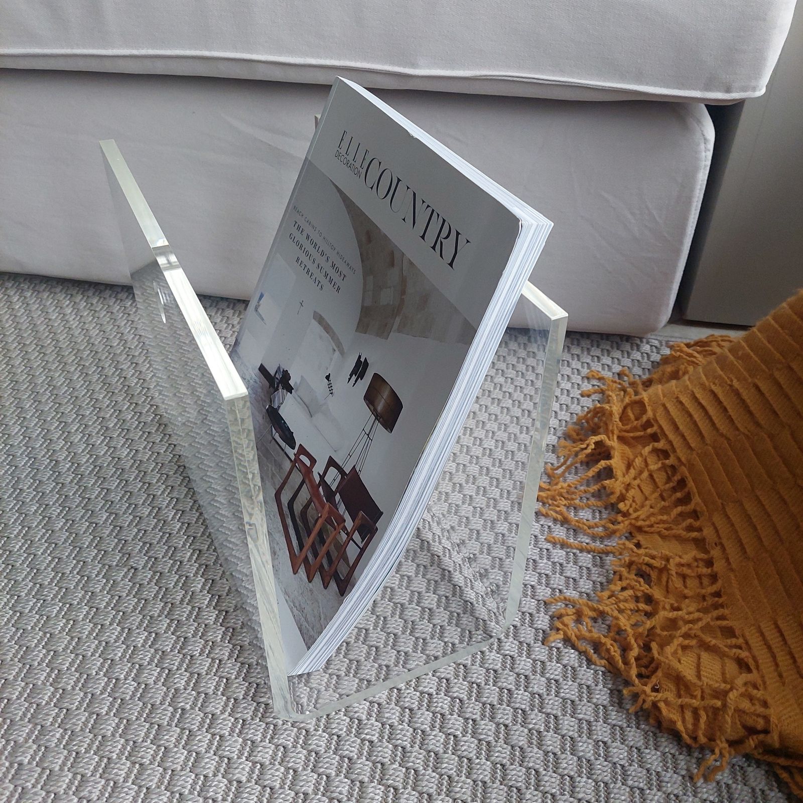 photo buy Mid Century  Lucite Acrylic Glass Magazine Rack Plexiglass Holder, 70s