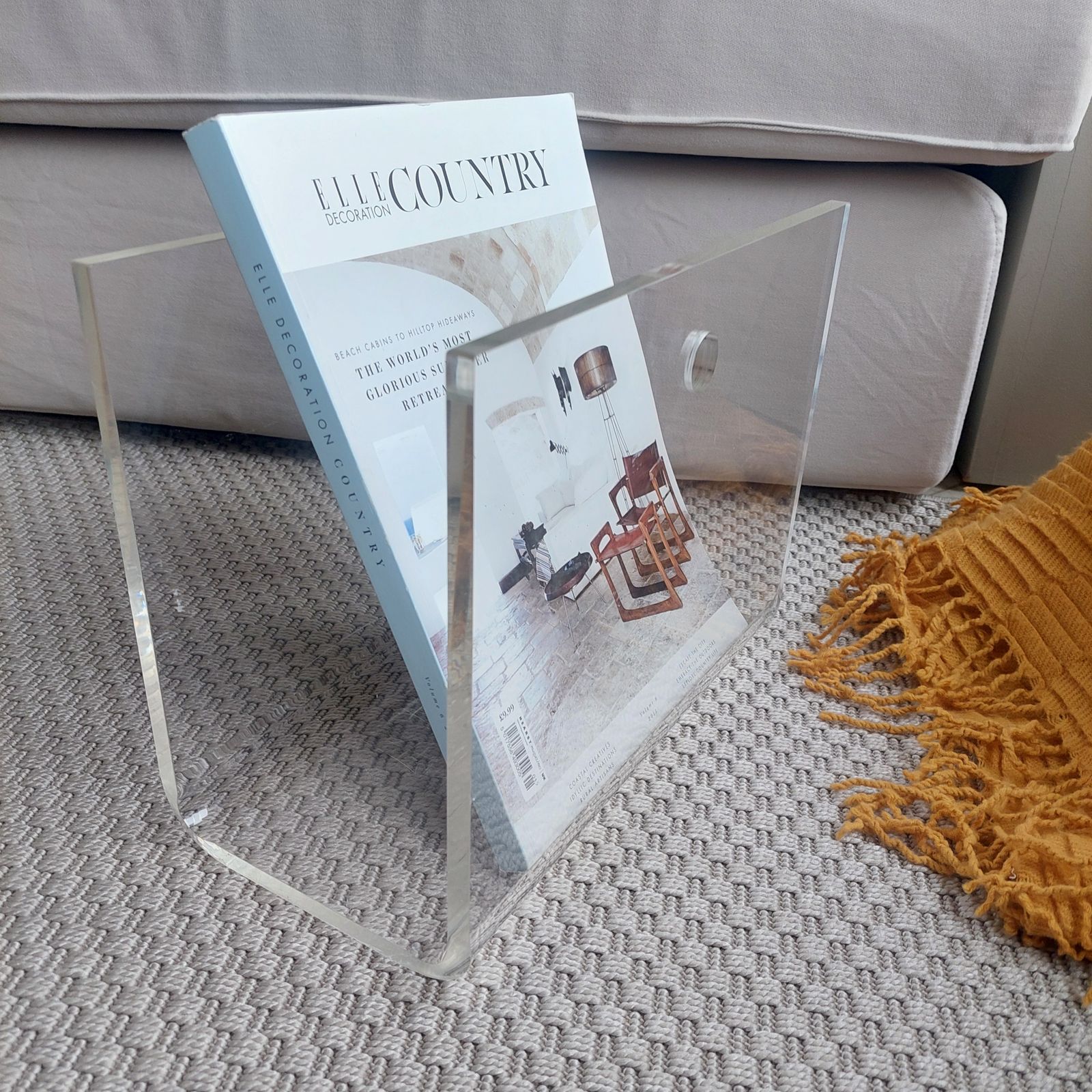 photo vinterior Mid Century  Lucite Acrylic Glass Magazine Rack Plexiglass Holder, 70s
