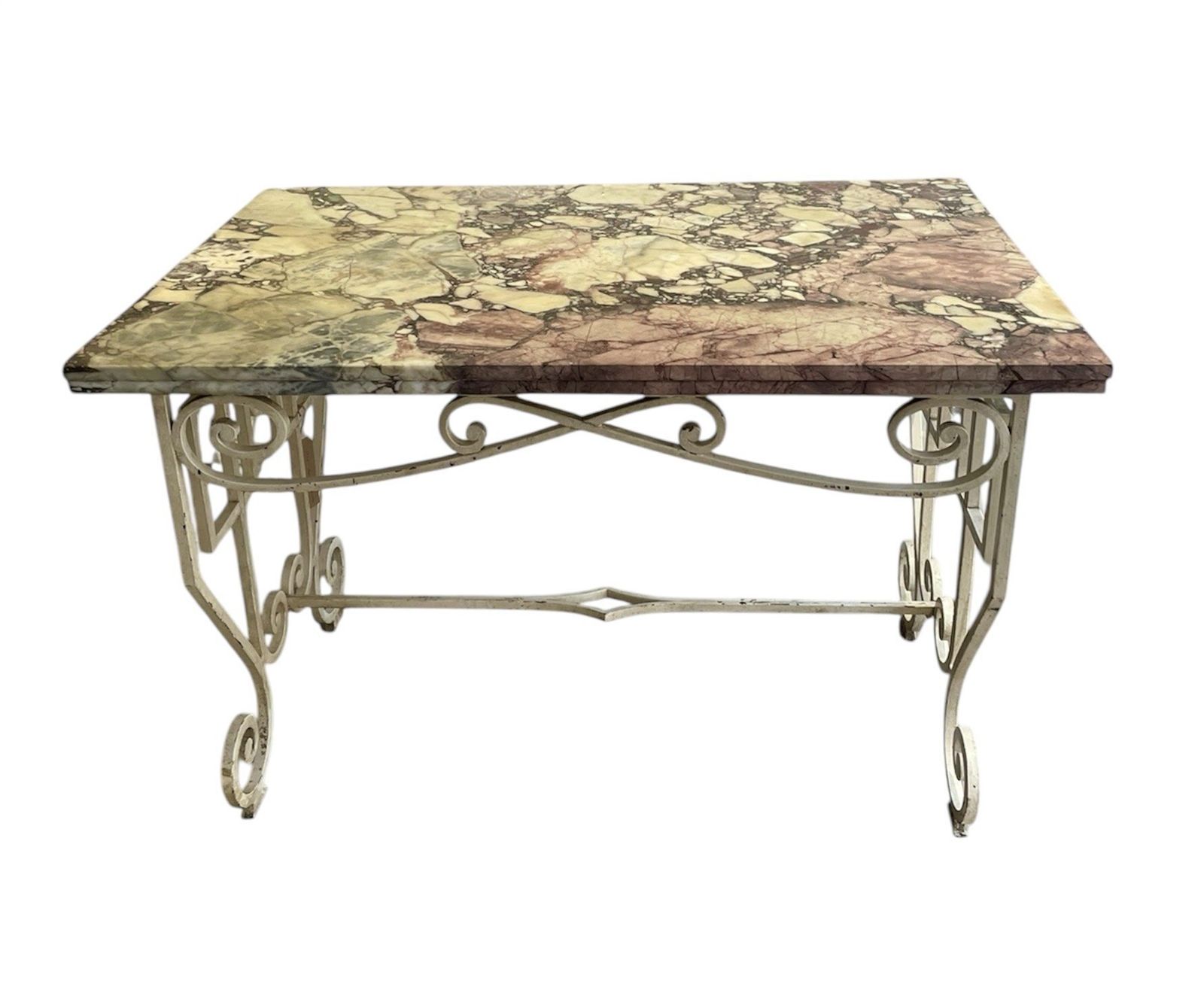 A1920s French, Painted Wrought Iron Centre Or Console Table With A Slab Marble Top £2800 photo for sale