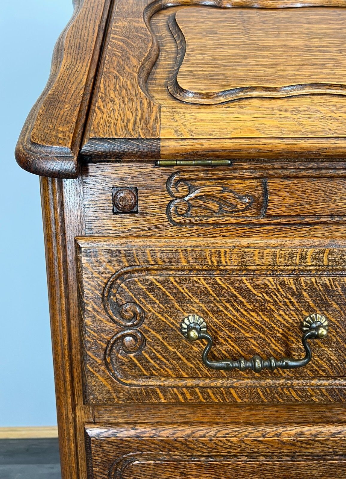 Secretaire Writing Desk Rare Antique French Carved Bureaux Elegant (Lot 3523) photo 399.0