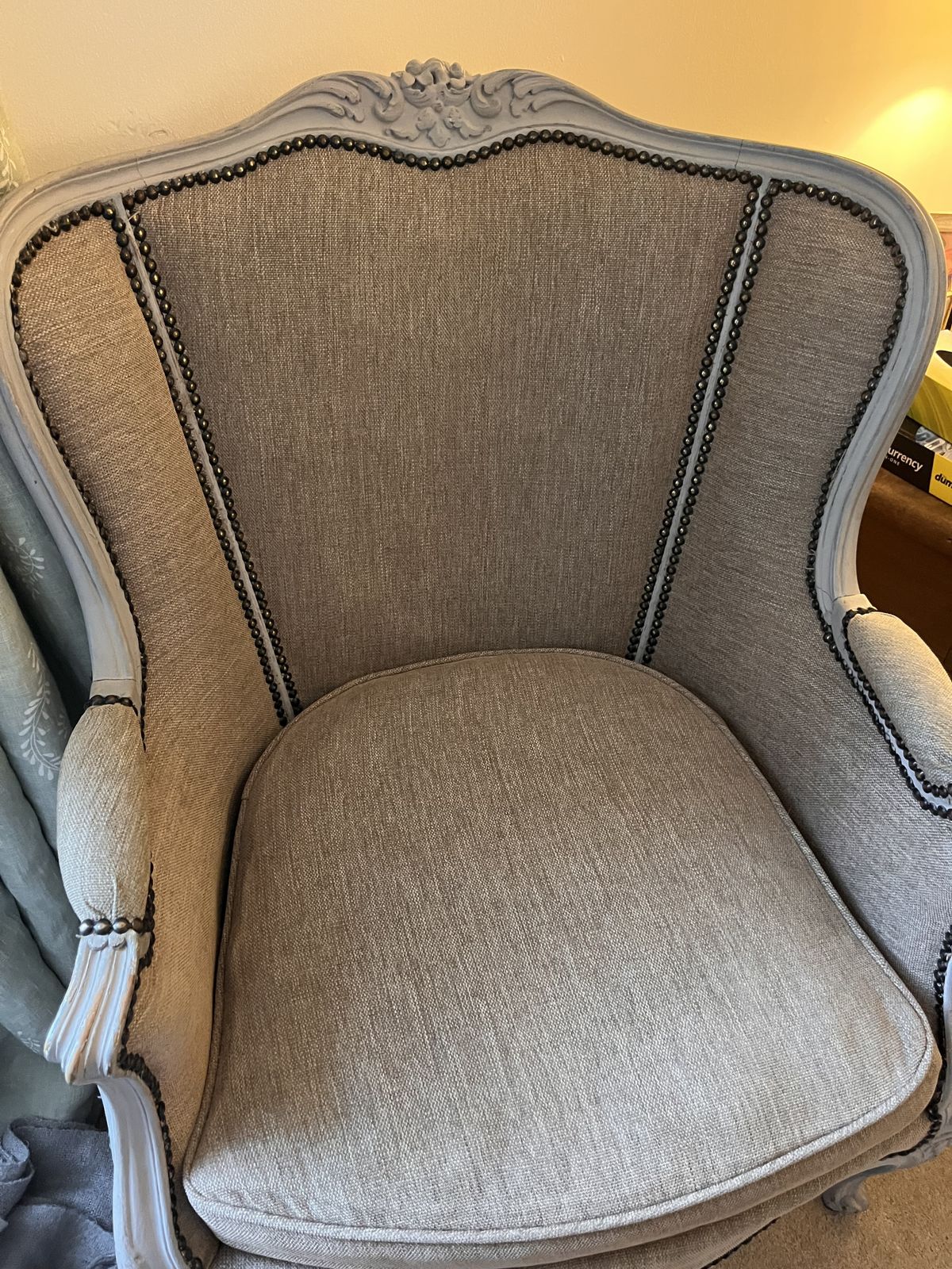 French Louis Style Ornate Upholstered Antique Armchair photo buy