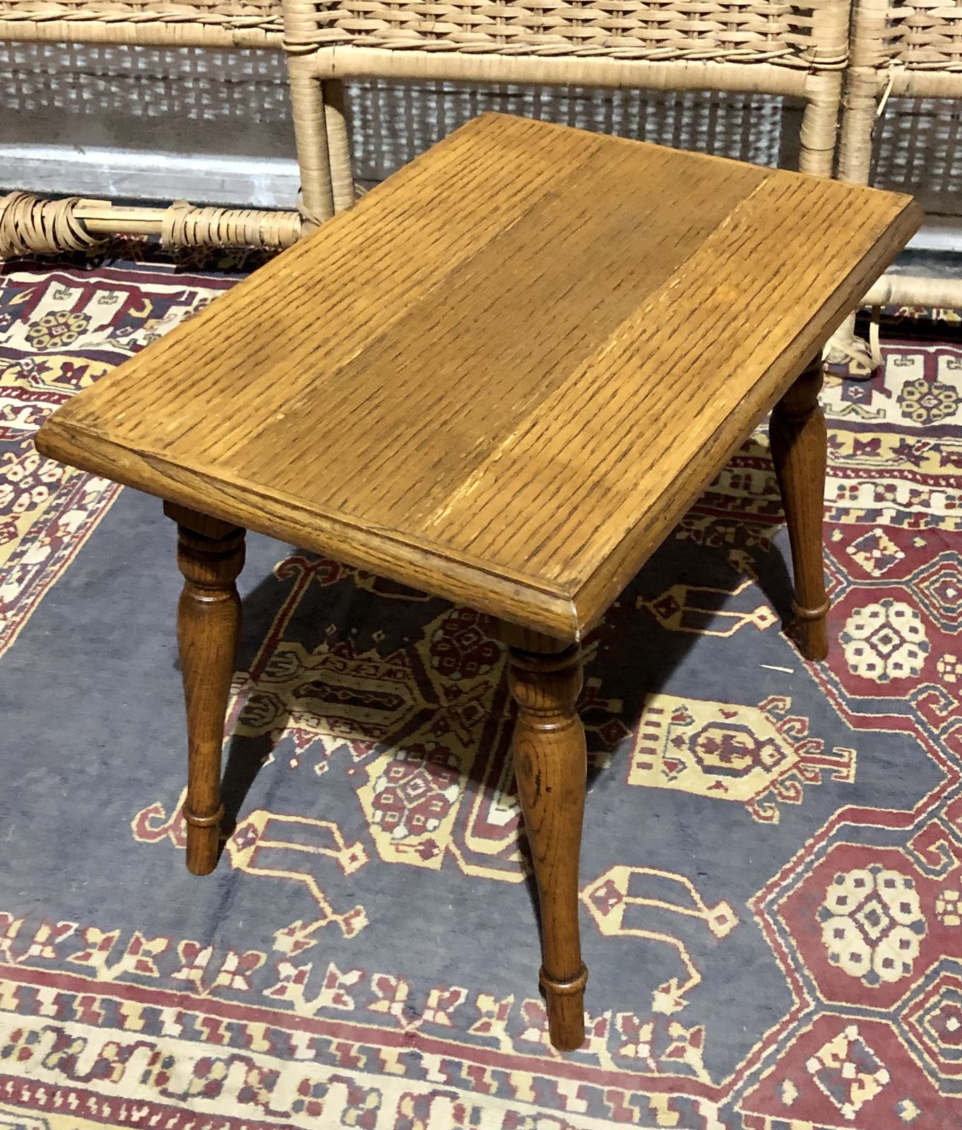 Furniture A Set Of Three Vintage Small Oak Tables / Plantstands photo