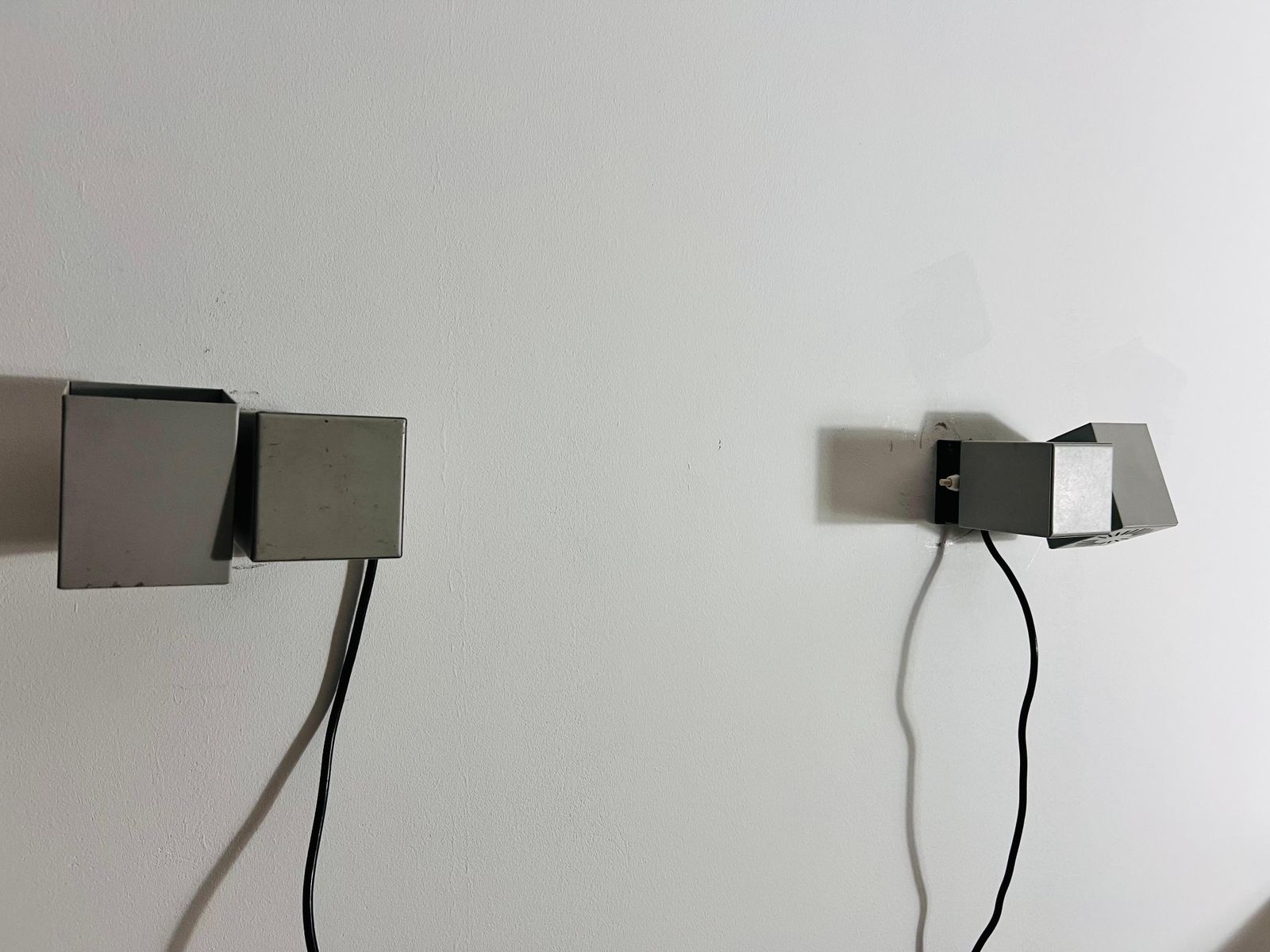 Pair Of Metal Cubic Wall Lamps By Kaiser Leuchten, Germany 1970s photo for sale