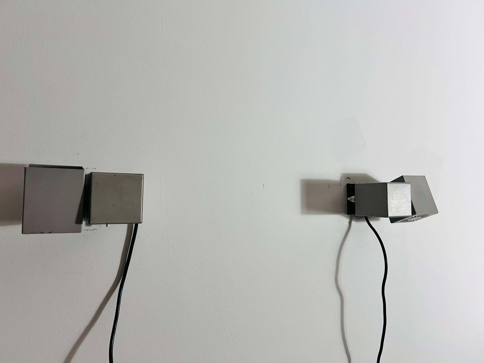 Pair Of Metal Cubic Wall Lamps By Kaiser Leuchten, Germany 1970s photo Lighting