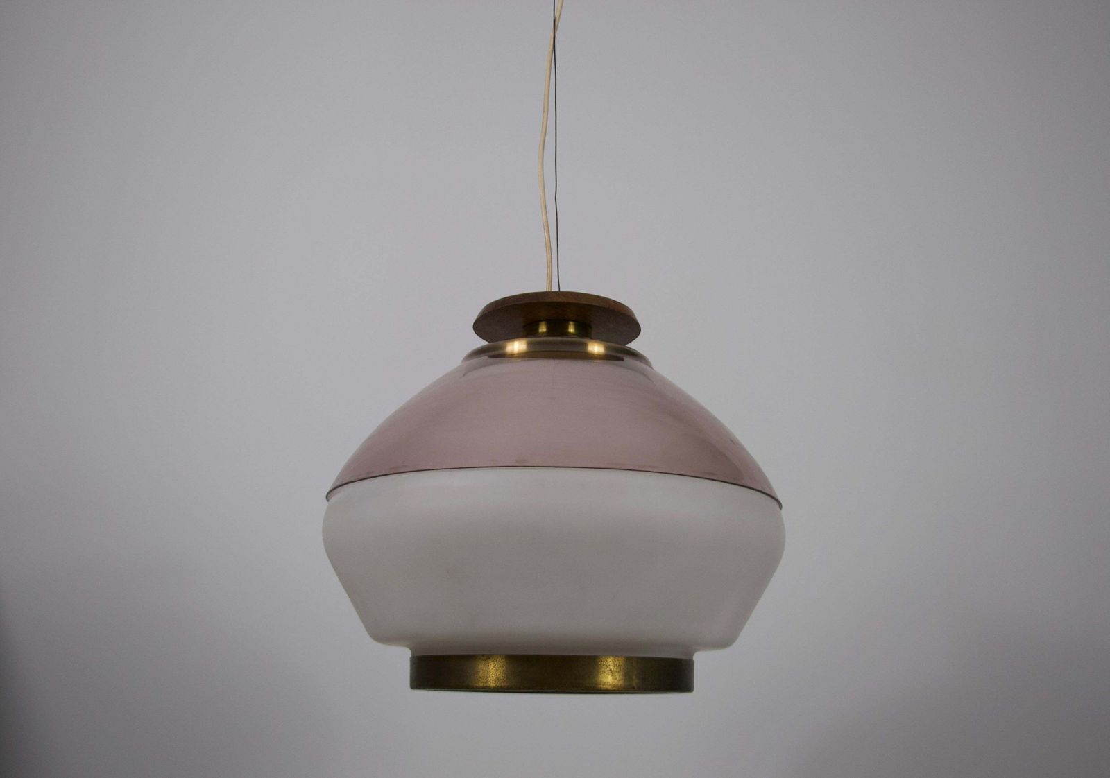 Mid Century Acrylic And Opaline Glass Ceiling Lamp By Stilnovo, Italy, 1960s photo for sale