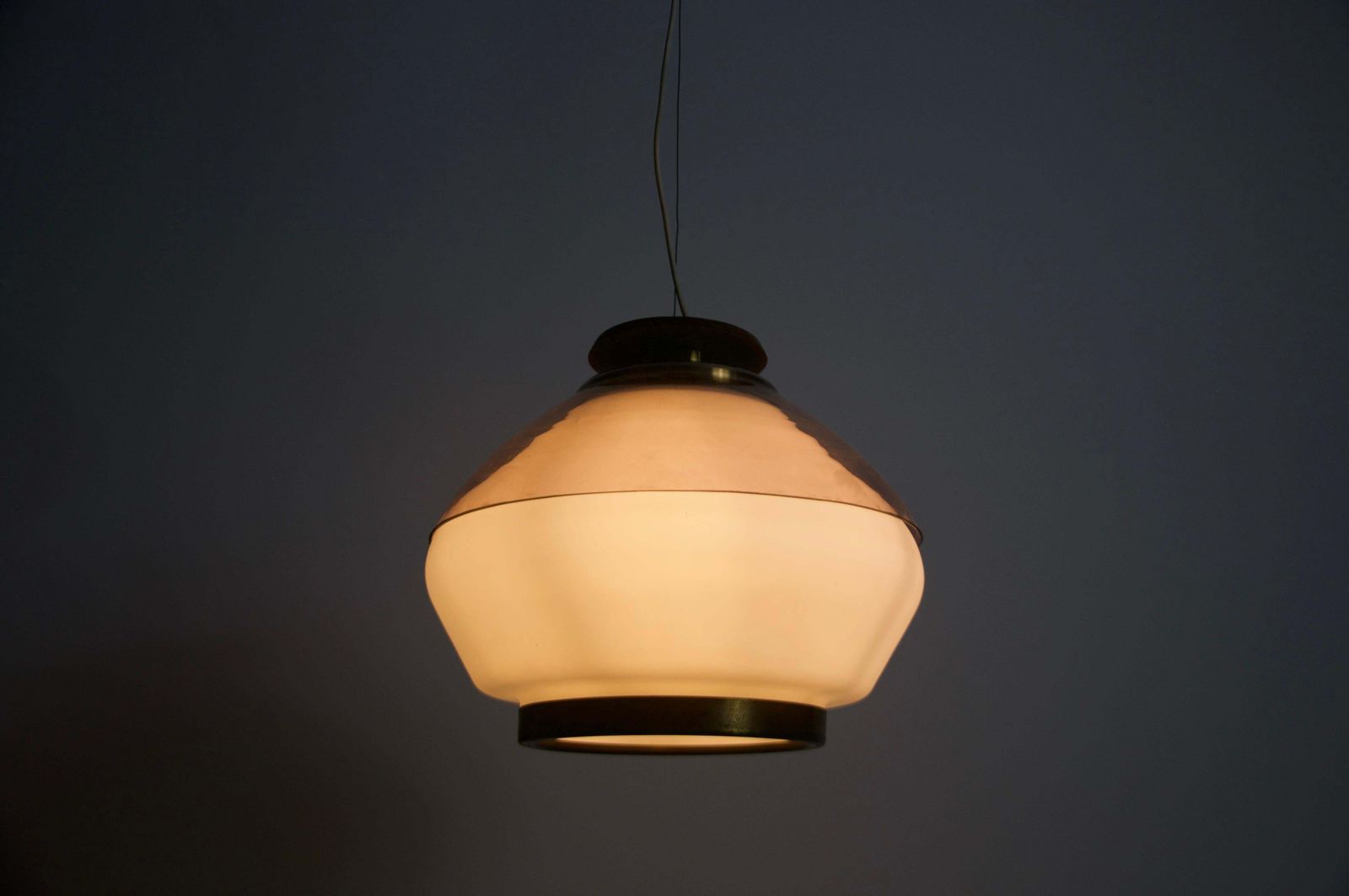 photo for sale Mid Century Acrylic And Opaline Glass Ceiling Lamp By Stilnovo, Italy, 1960s
