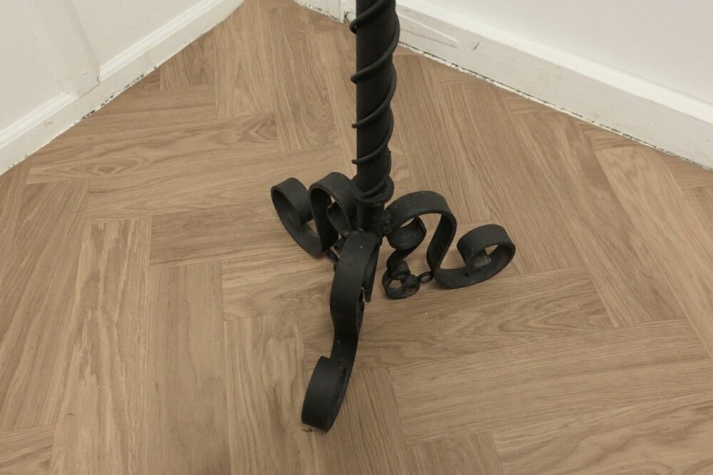 A Large Pair Of Wrought Iron Candle Sticks Or Torchère photo vinterior