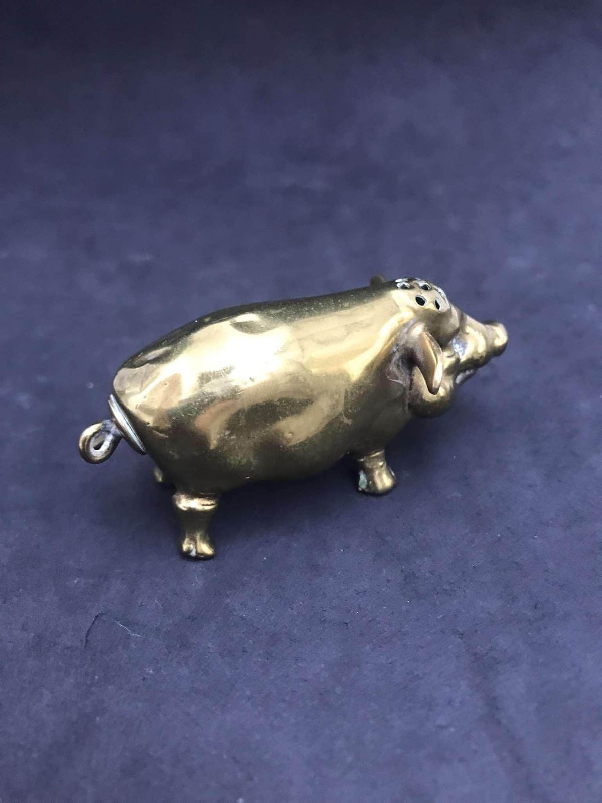 Salt Shaker Brass Pig Antique Victorian Novelty Salt Shaker Gift Antique Tableware English Gift Pig Lover XIX Century Metalware photo furniture