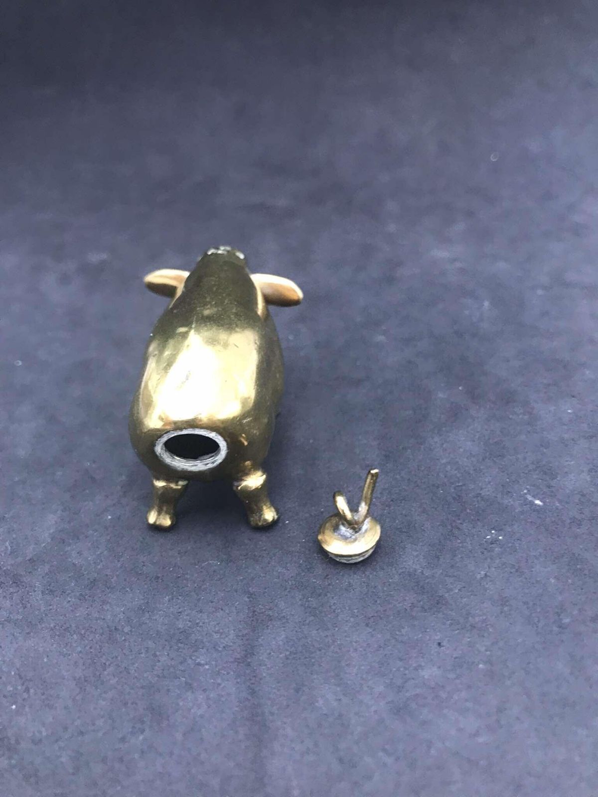 Salt Shaker Brass Pig Antique Victorian Novelty Salt Shaker Gift Antique Tableware English Gift Pig Lover XIX Century Metalware photo vinterior