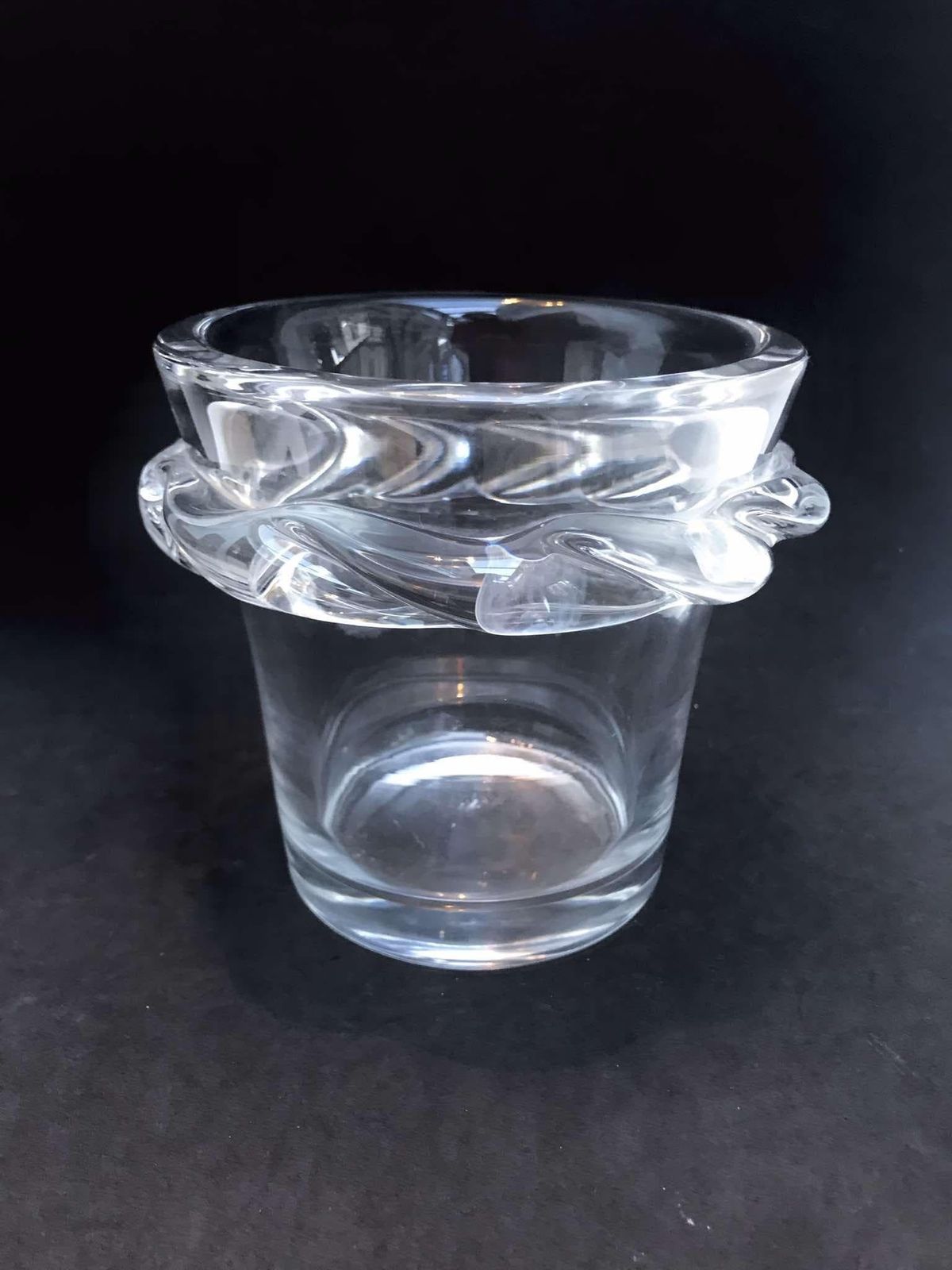 Ice Bucket Vintage Heavy Molded Glass Bar Accessories, Mid Century Modern Vintage Bar, Cocktails Gift Him Wedding Gift photo for sale