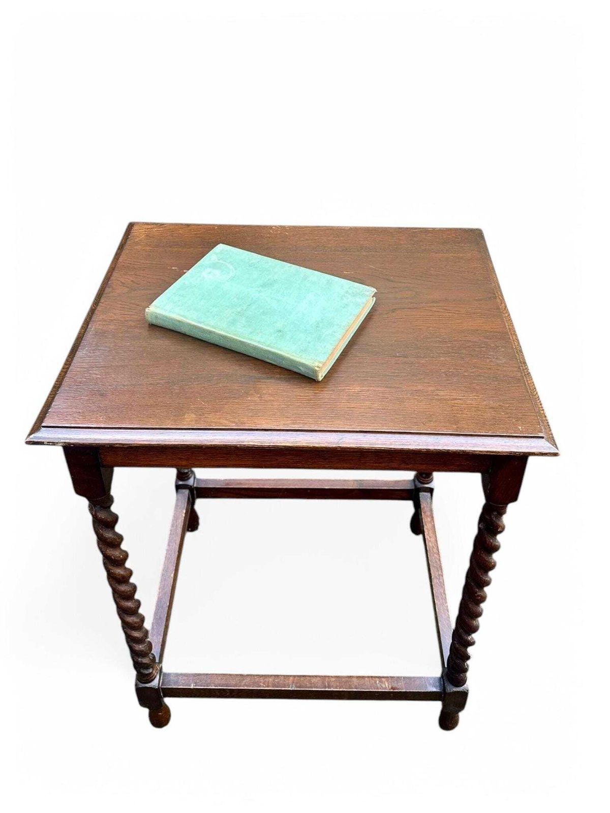 Vintage Oak Side Table / English C1920 / Barley Twist Legs photo furniture