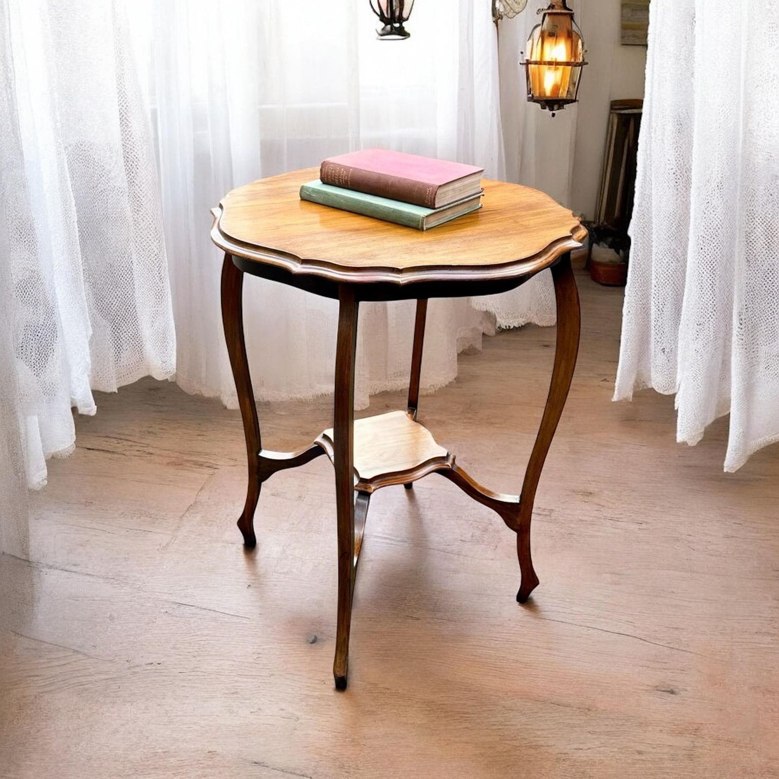 Antique Edwardian Mahogany Two Tier Occasional Table C1910 / Servants Wooden Table