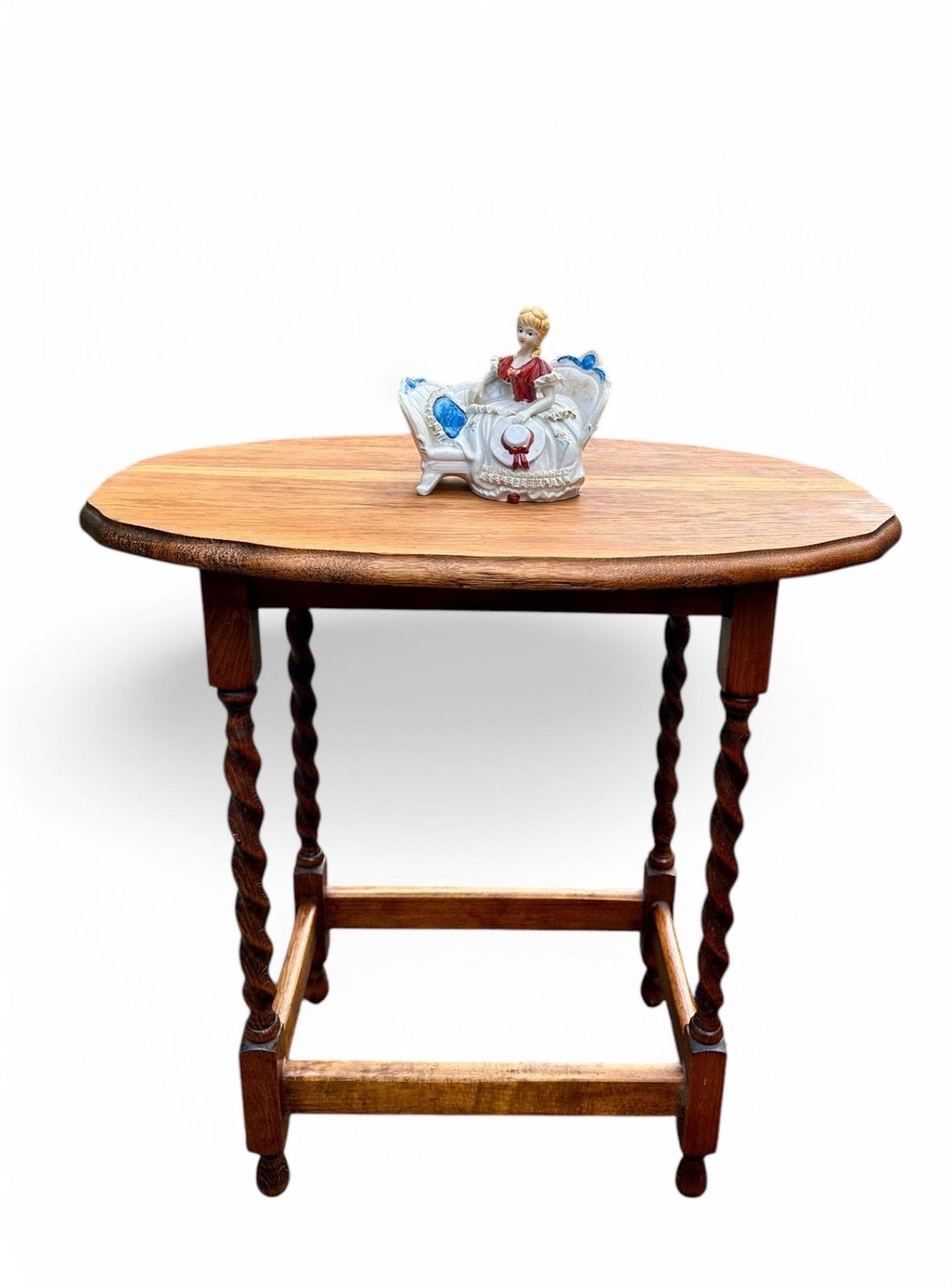 Antique Edwardian Occasional Table / Barley Twist Legs / Wooden Side Table / English C1900 photo vintage