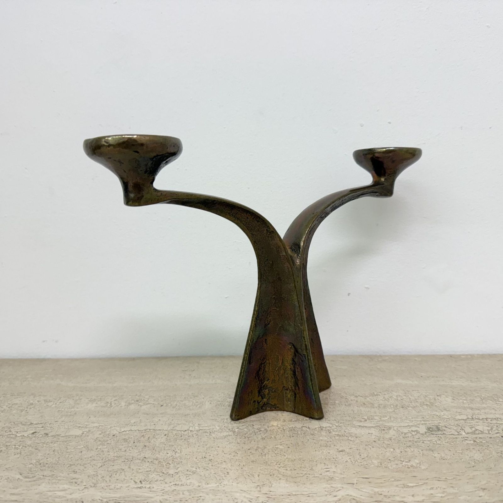 Brutalistische Bronzen Kandelaar Van Michael Harjes, Jaren 1970 photo furniture