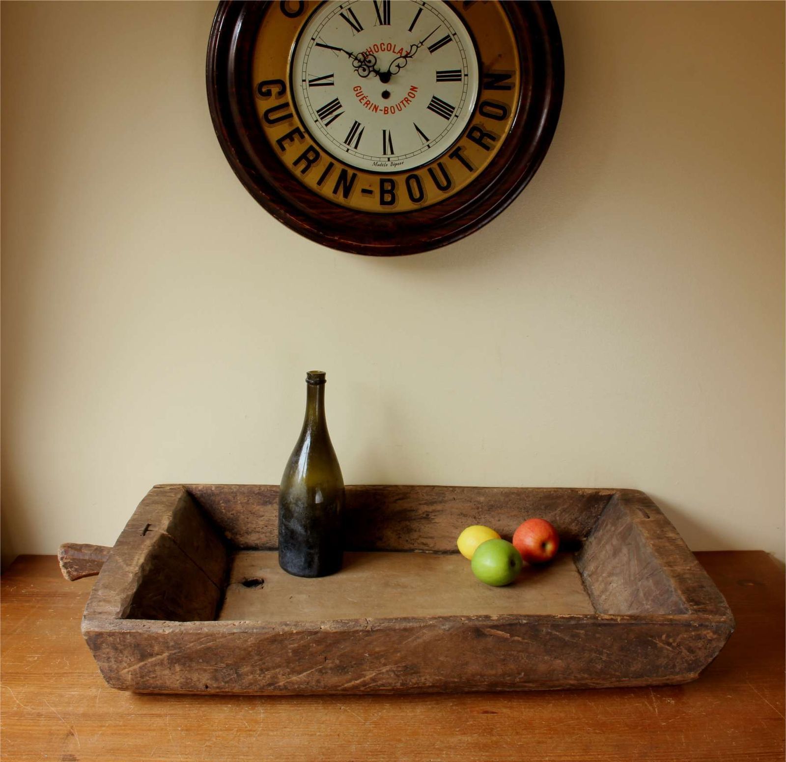 Antique French Wooden Dough Trough. Large Hand Carved Rustic Wood Bowl. photo furniture