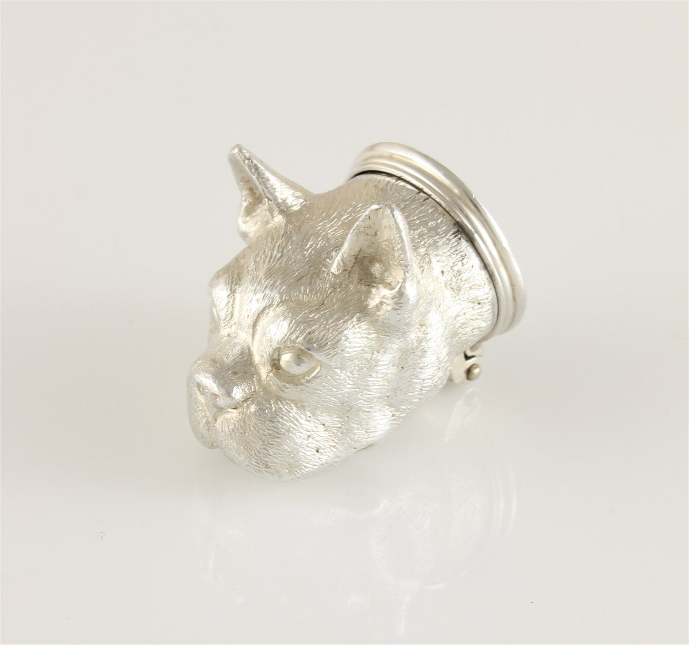 photo buy Silver French Bulldog Pill Box. Novelty Dog Snuff Box. W Comyns 1971.