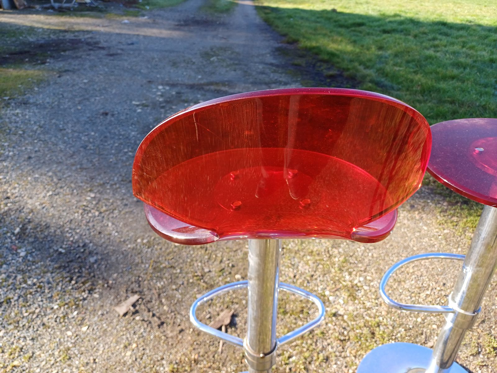 Pair Of Vintage Chrome And Plastic Stools photo 125.0