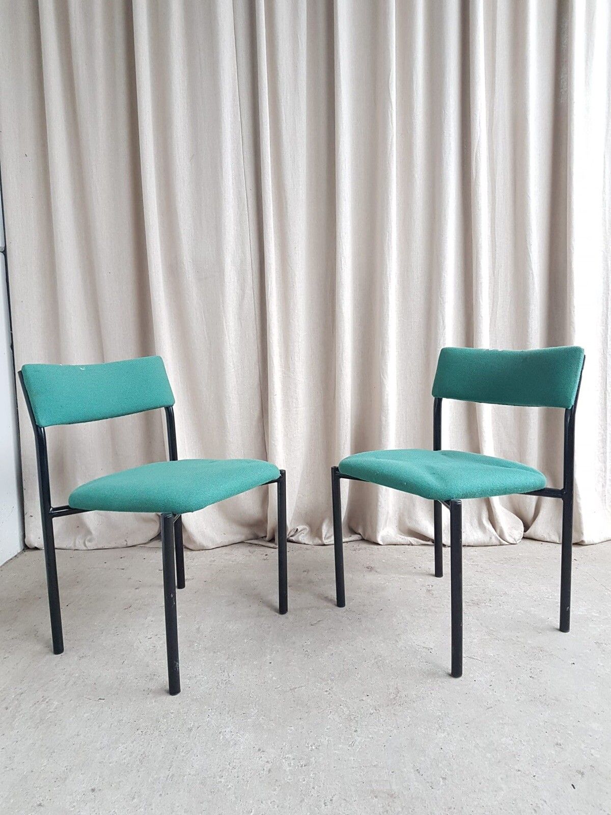 Vtg Late Mid Century Pair Of 2 Modernist Post Modern Style Dining Chairs R718