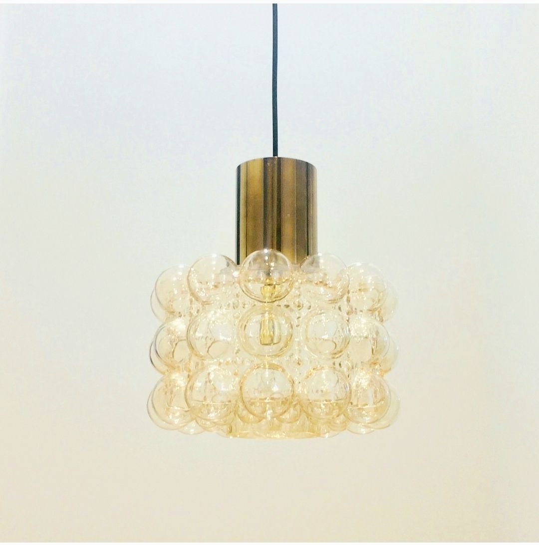 Large Mid Century Amber Bubble Glass Ceiling Light By Helena Tynell For Limburg, Germany, 1960s photo Lighting