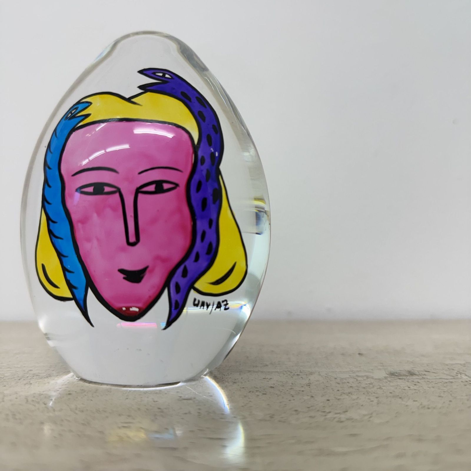 Ulrica Hydman Vallien Hand Painted Paperweight, 1990's photo vinterior