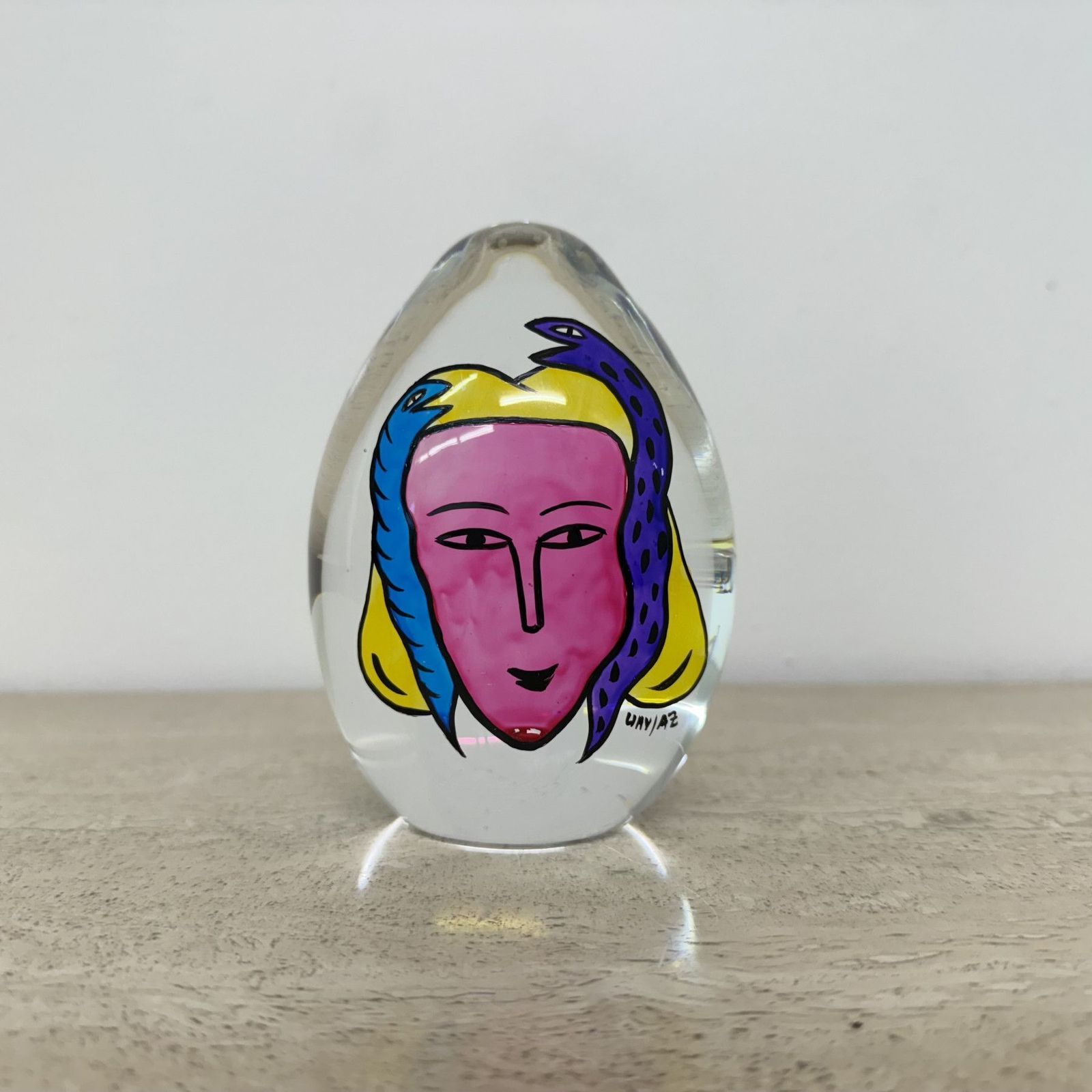 Ulrica Hydman Vallien Hand Painted Paperweight, 1990's photo buy