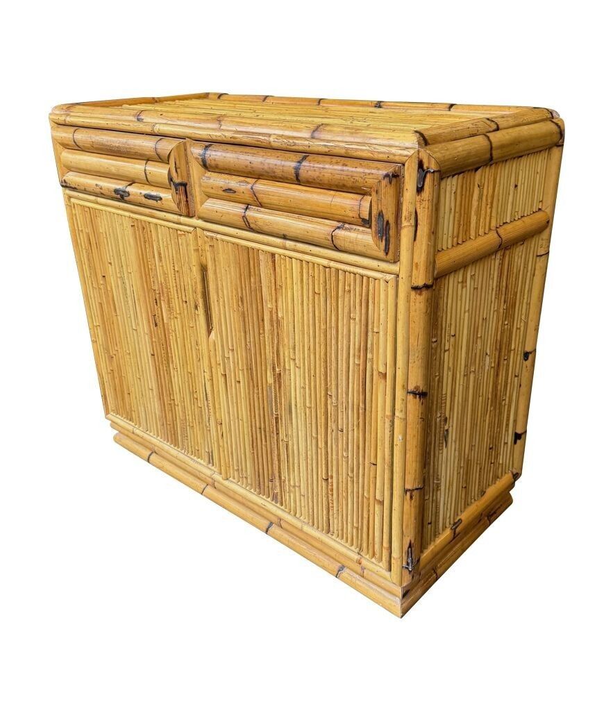 An Italian 1970s Two Drawers And Two Doors Bamboo Chest By Vivai Del Sud photo 1395.0