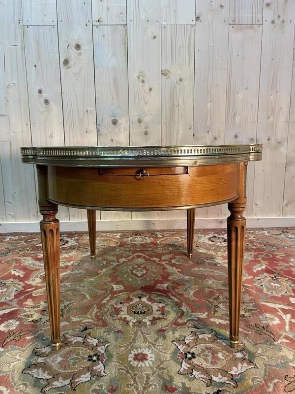 Table Basse Bouillotte De Style Louis XVI Marbre Gris photo vinterior