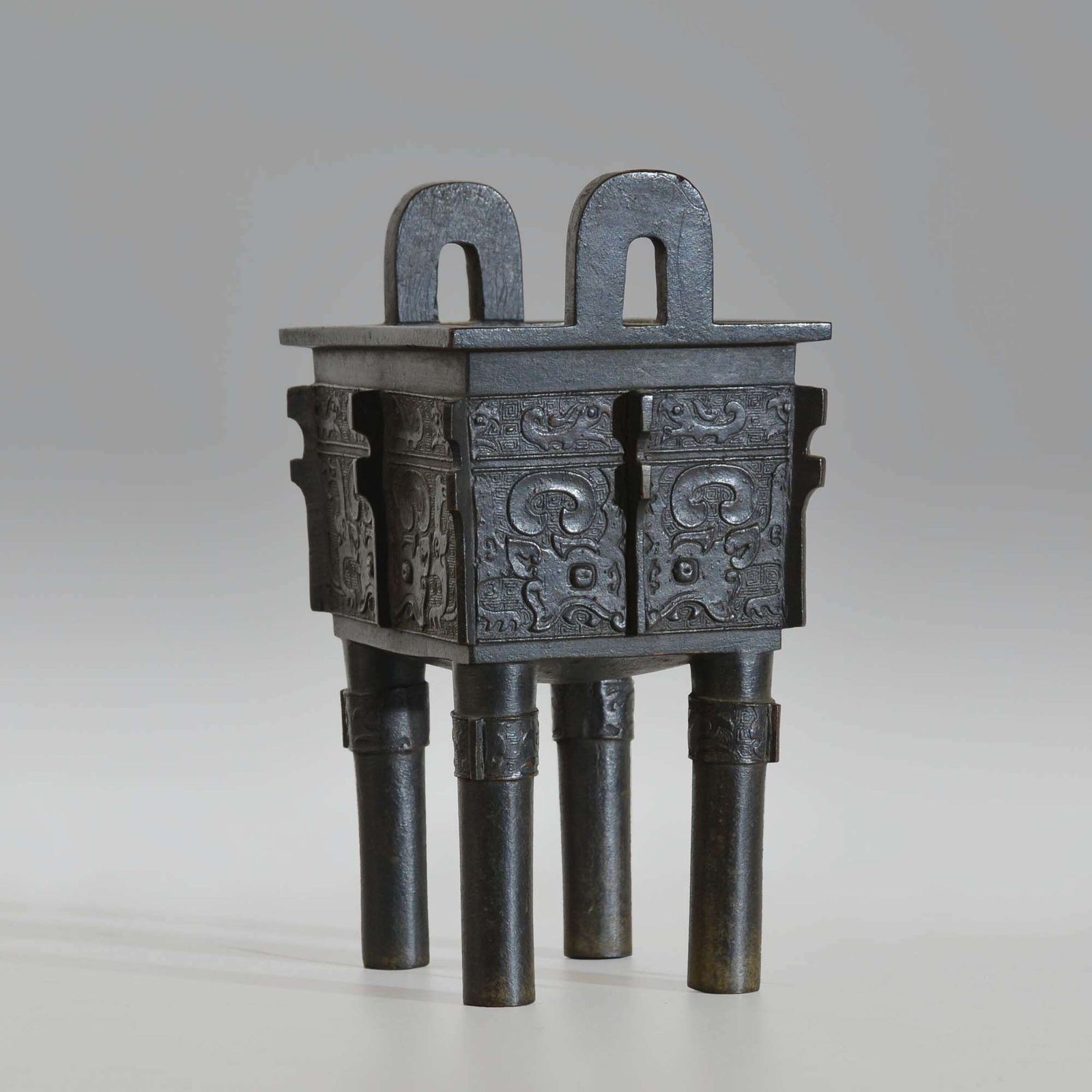 Chinese Bronze Sacrificial Vessel, Or Fangding photo furniture