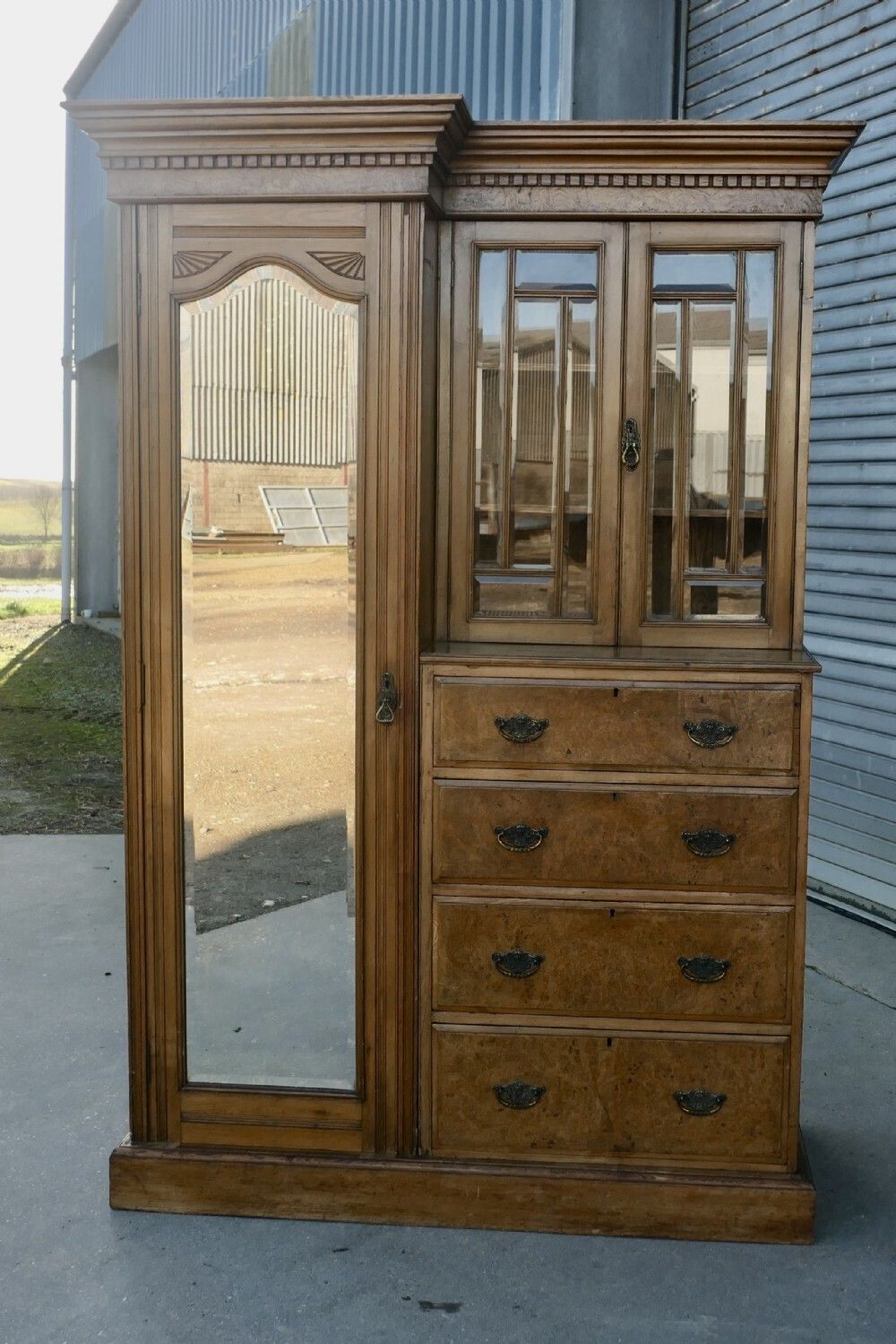 A Charming Single Wardrobe Compactum In Ash And Bur Walnut photo Furniture