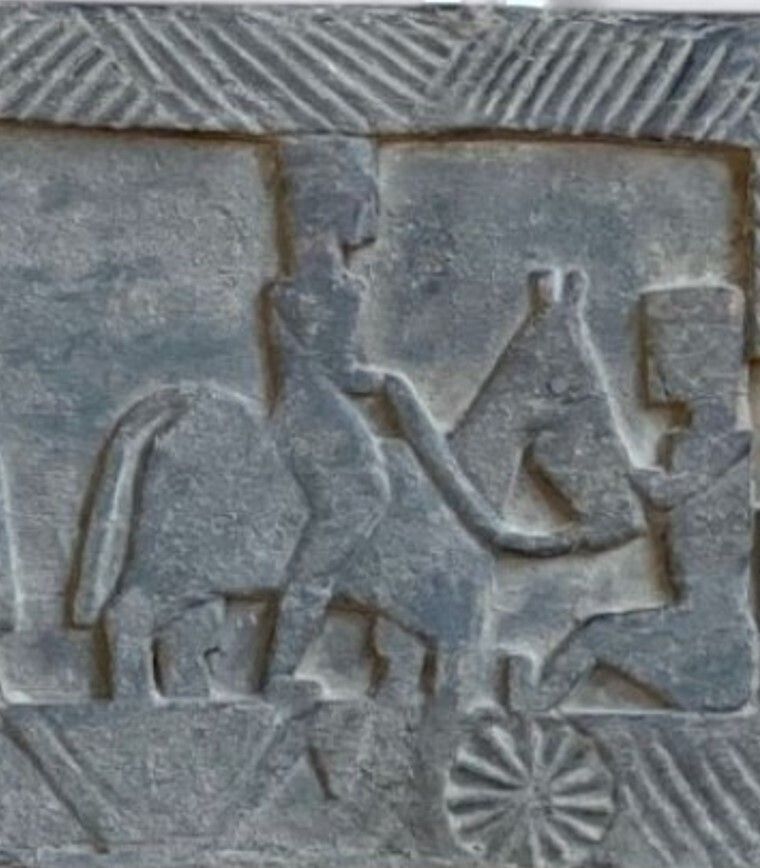 Antique Hand Carved Assyrian Wall Decor, Late 1800s – Teakwood Tribal Art With Warriors & Horses photo furniture