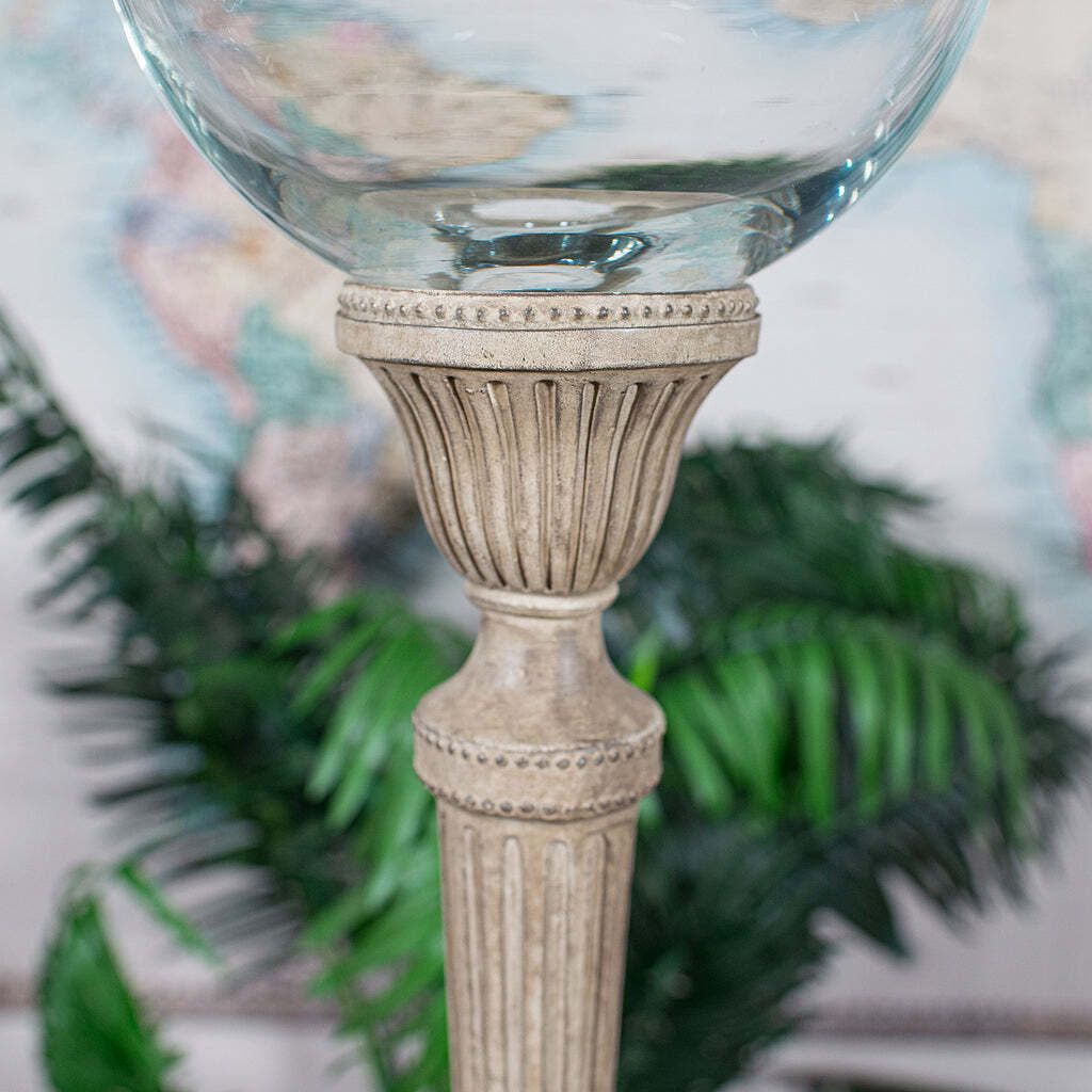 Tall Pair Of Vintage Display Bowls, American, Glass, Jardiniere, Candle Stands photo vintage
