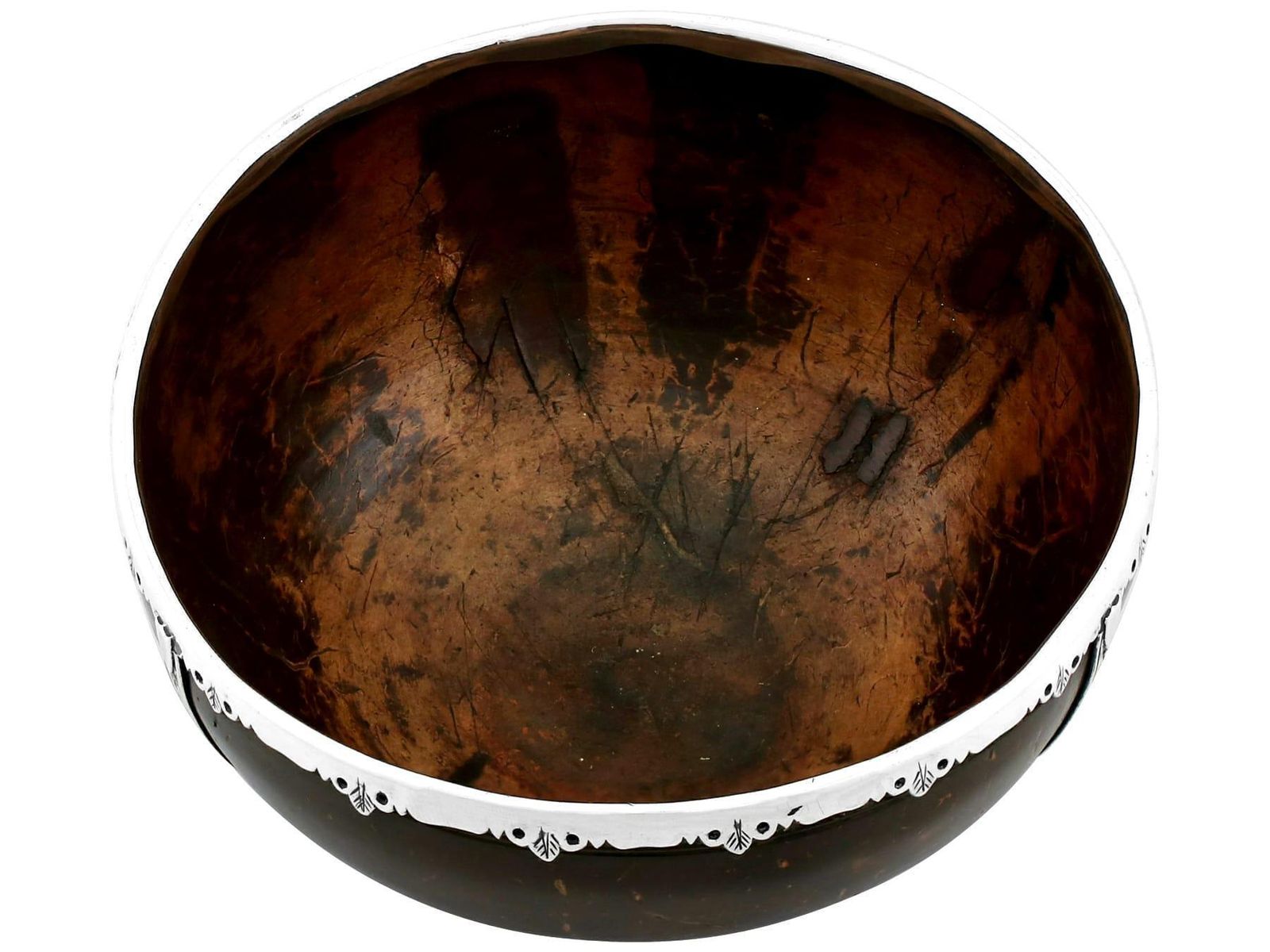 Antique Arts And Crafts Sterling Silver Mounted Coconut Bowl photo Home Decor